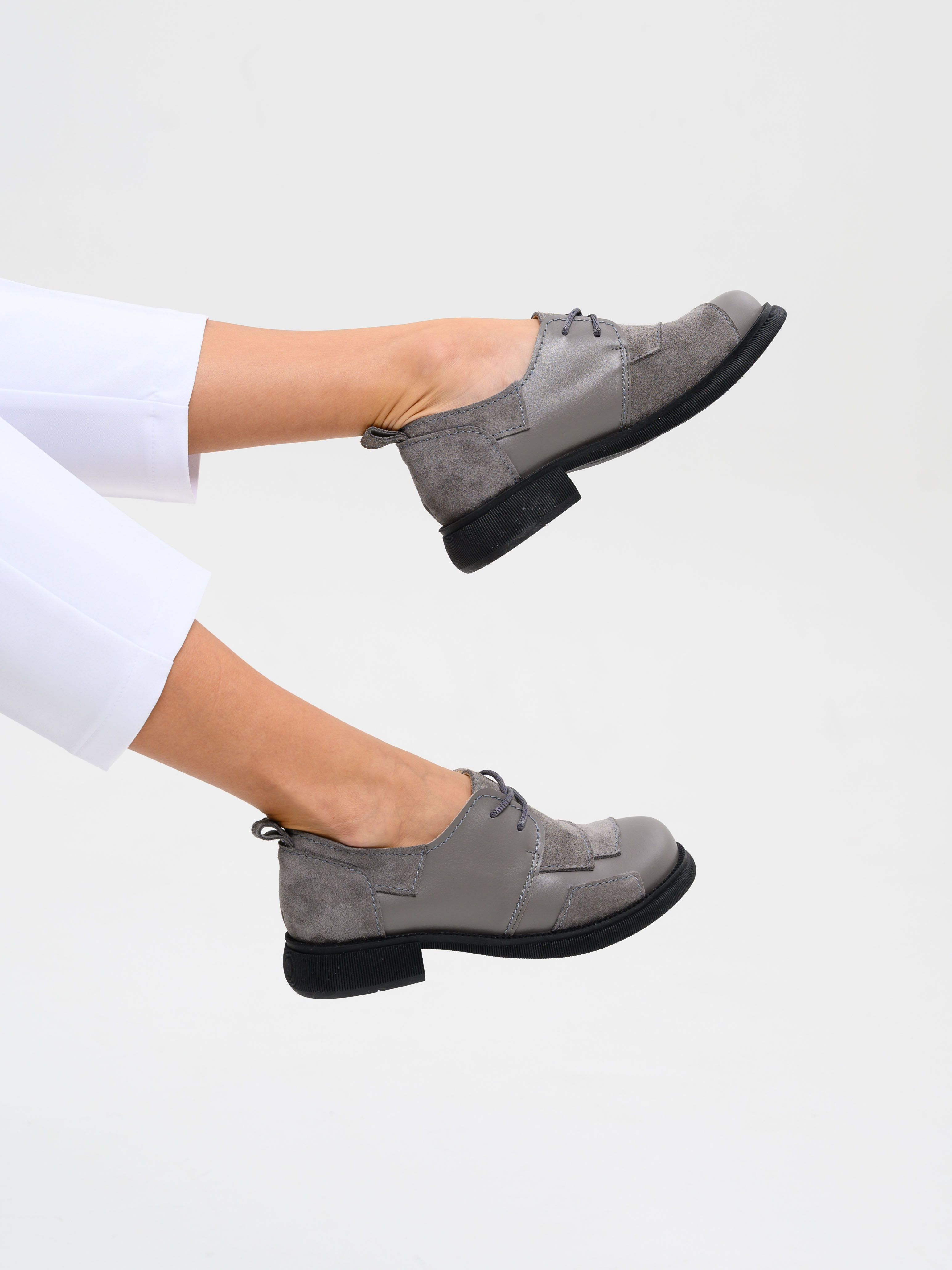 картинка Полуботинки туфли ED'ART 205.патриция'bl. Серый замок замша+серый игуана от интернет магазина