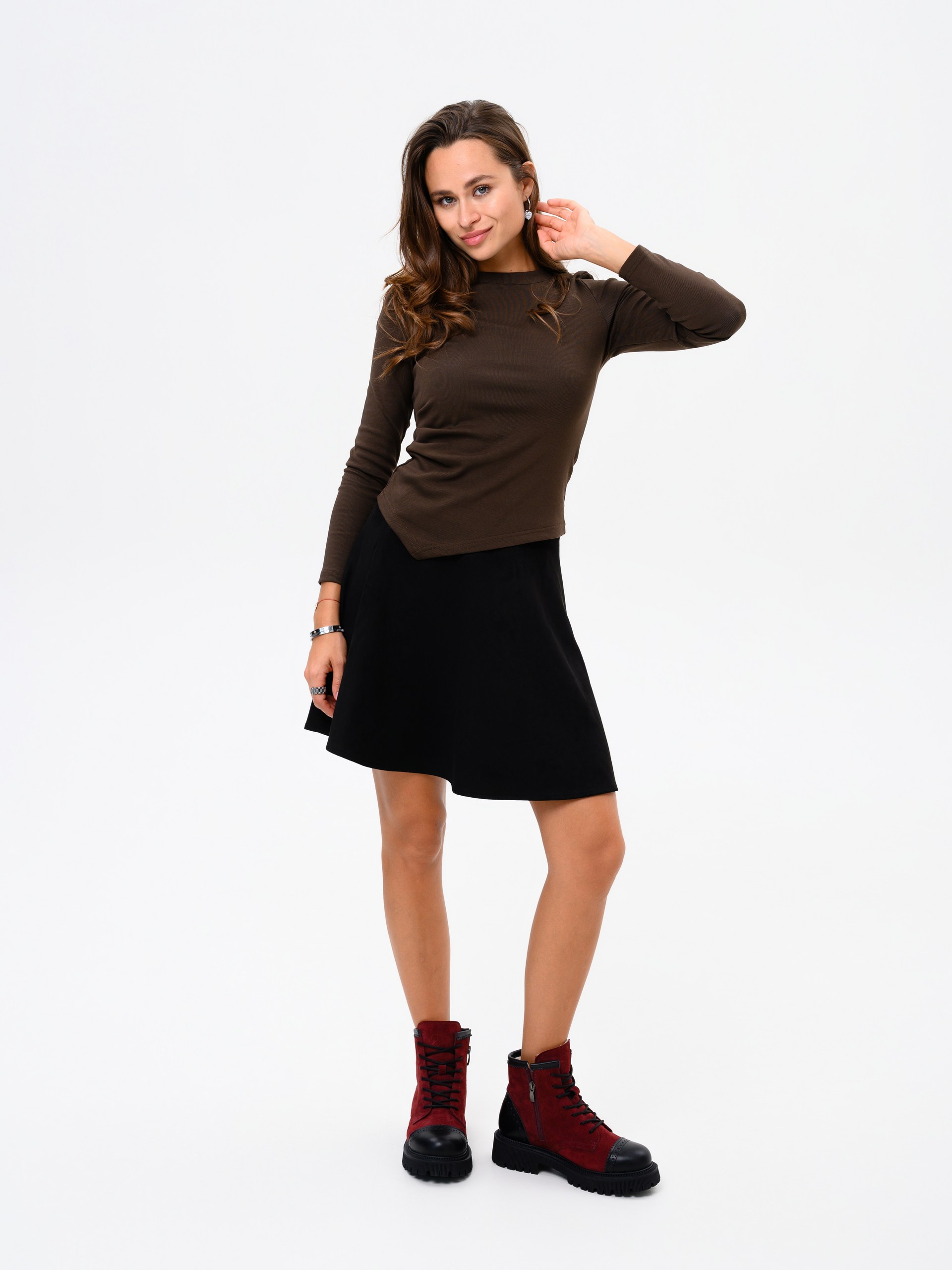 картинка Ботинки ED'ART 319.taskana'bl. Бордо замша+черный от интернет магазина