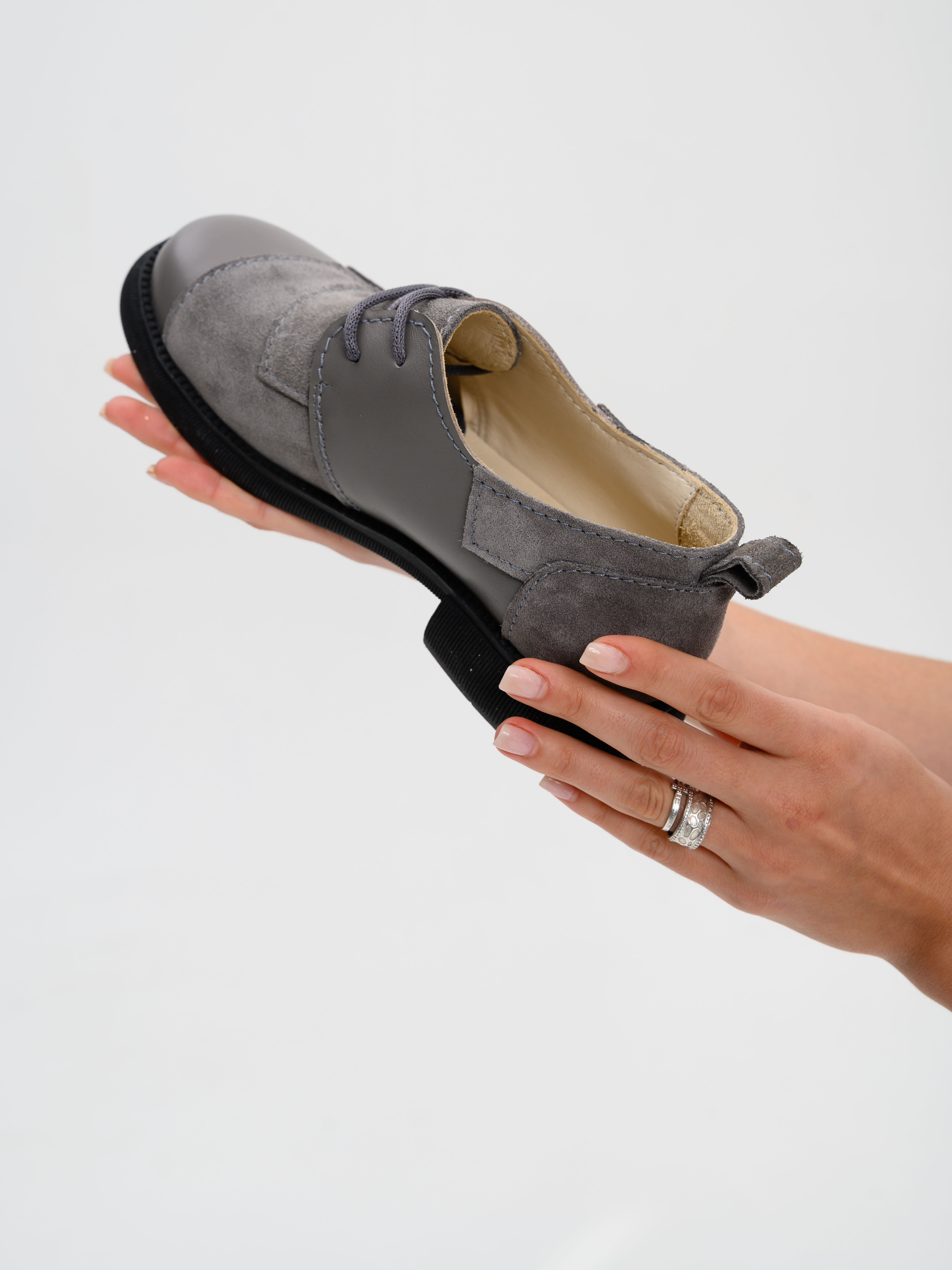 картинка Полуботинки туфли ED'ART 205.патриция'bl. Серый замок замша+серый игуана от интернет магазина