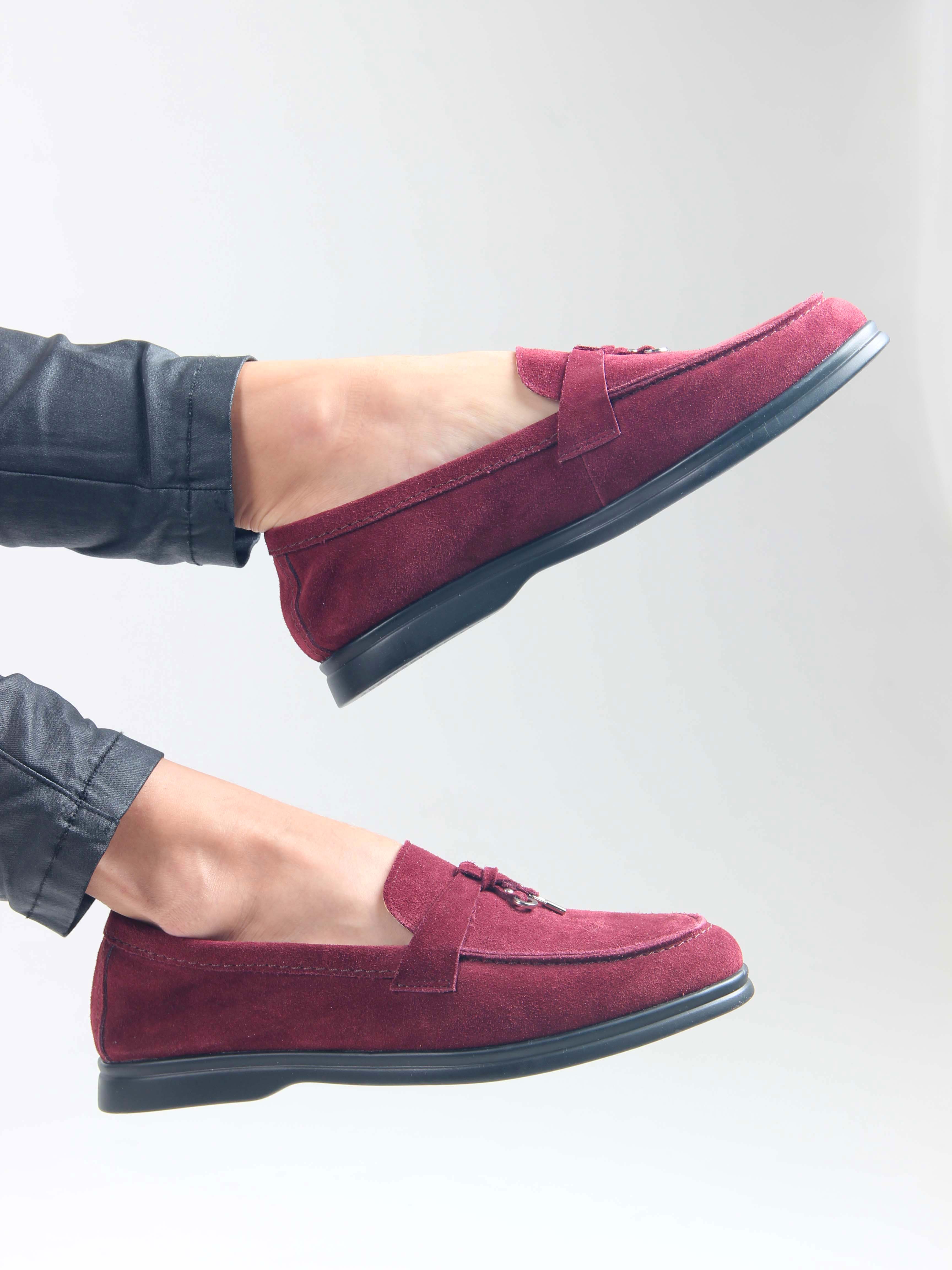 картинка Лоферы туфли ED'ART 170.2614'bl. бордо замша от интернет магазина