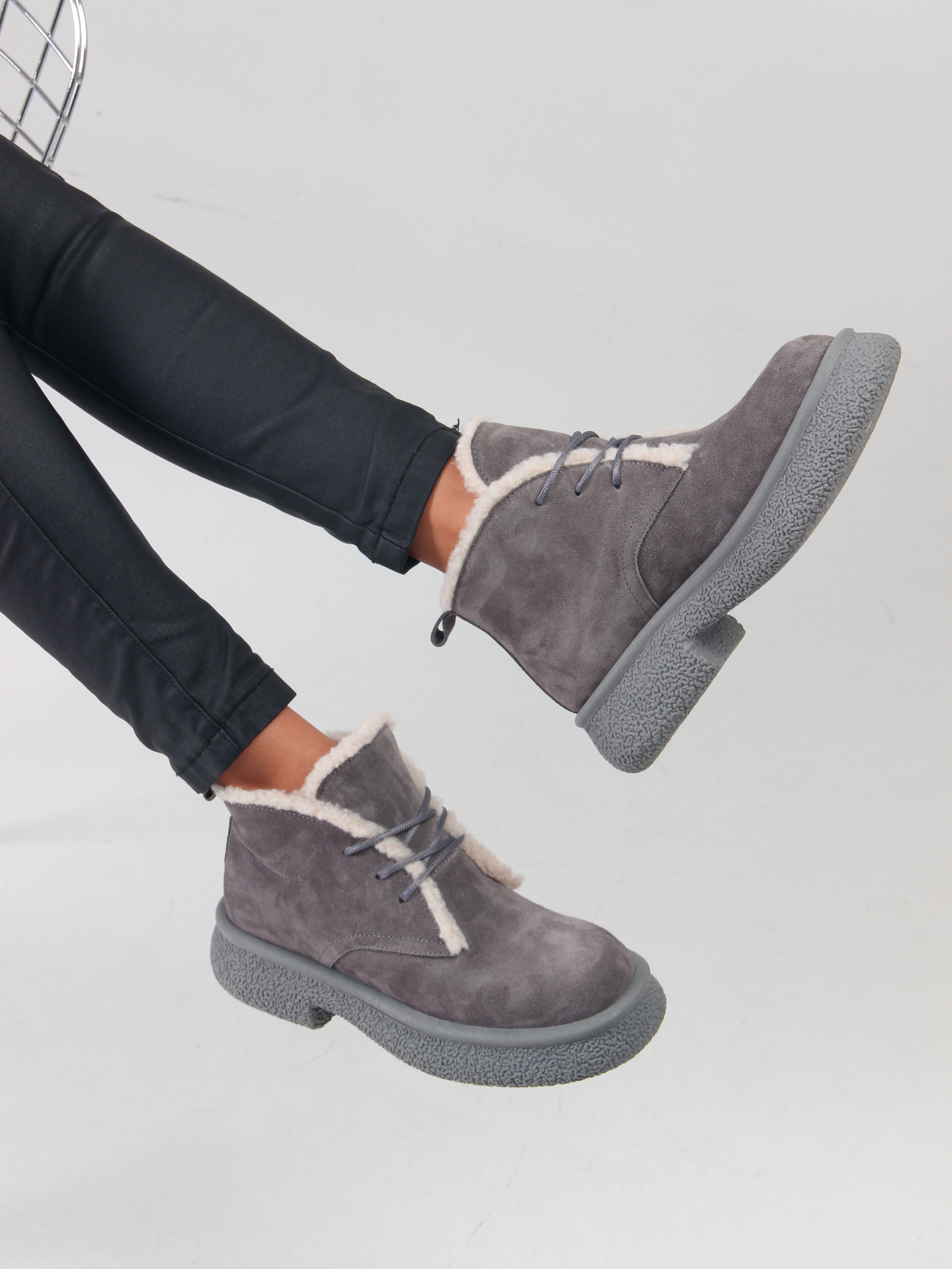 картинка Ботинки ED'ART 308.агата gr. серый замок замша от интернет магазина