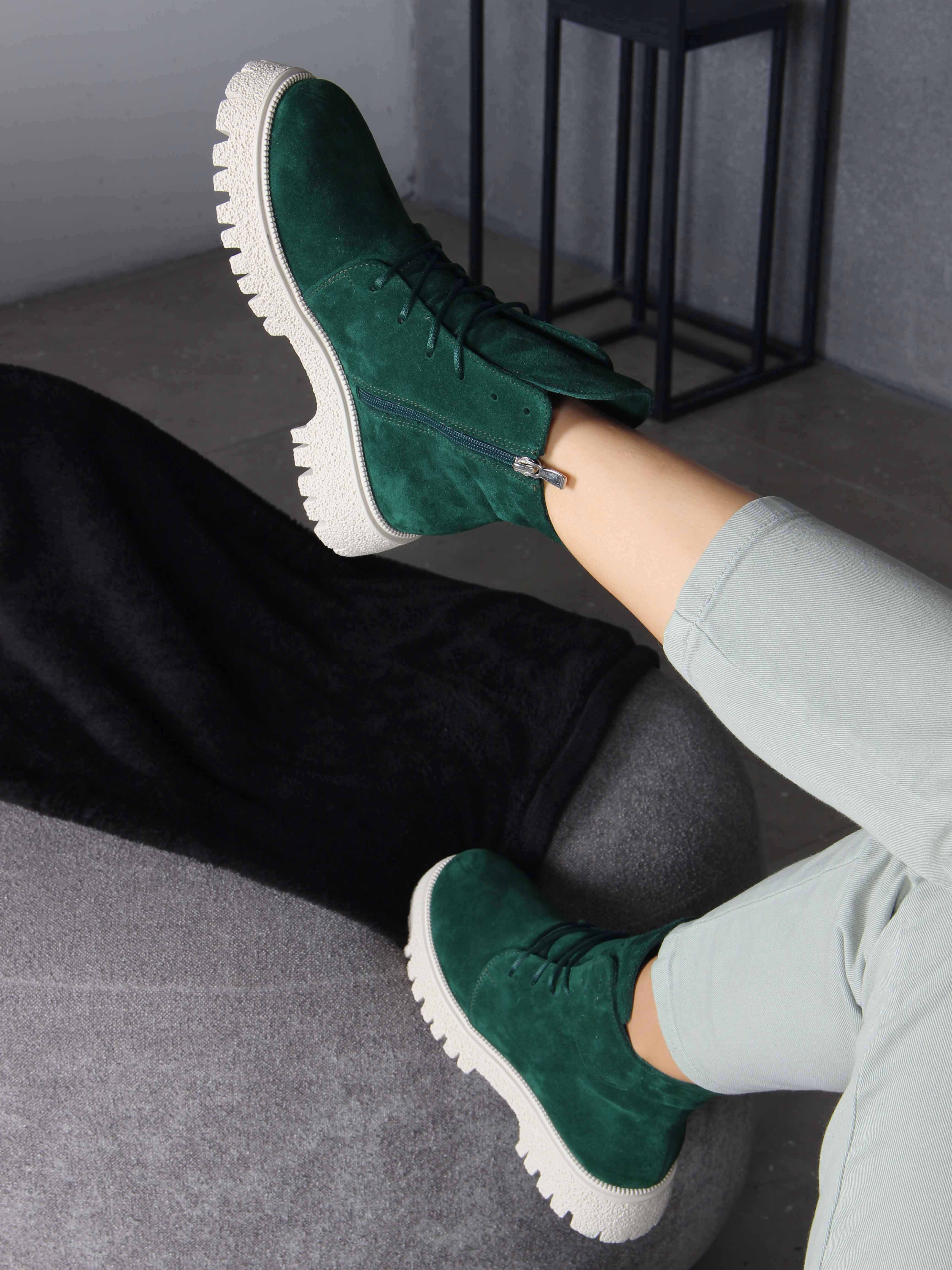 картинка Ботинки ED'ART 228.V.1541'be. Зеленый замша от интернет магазина