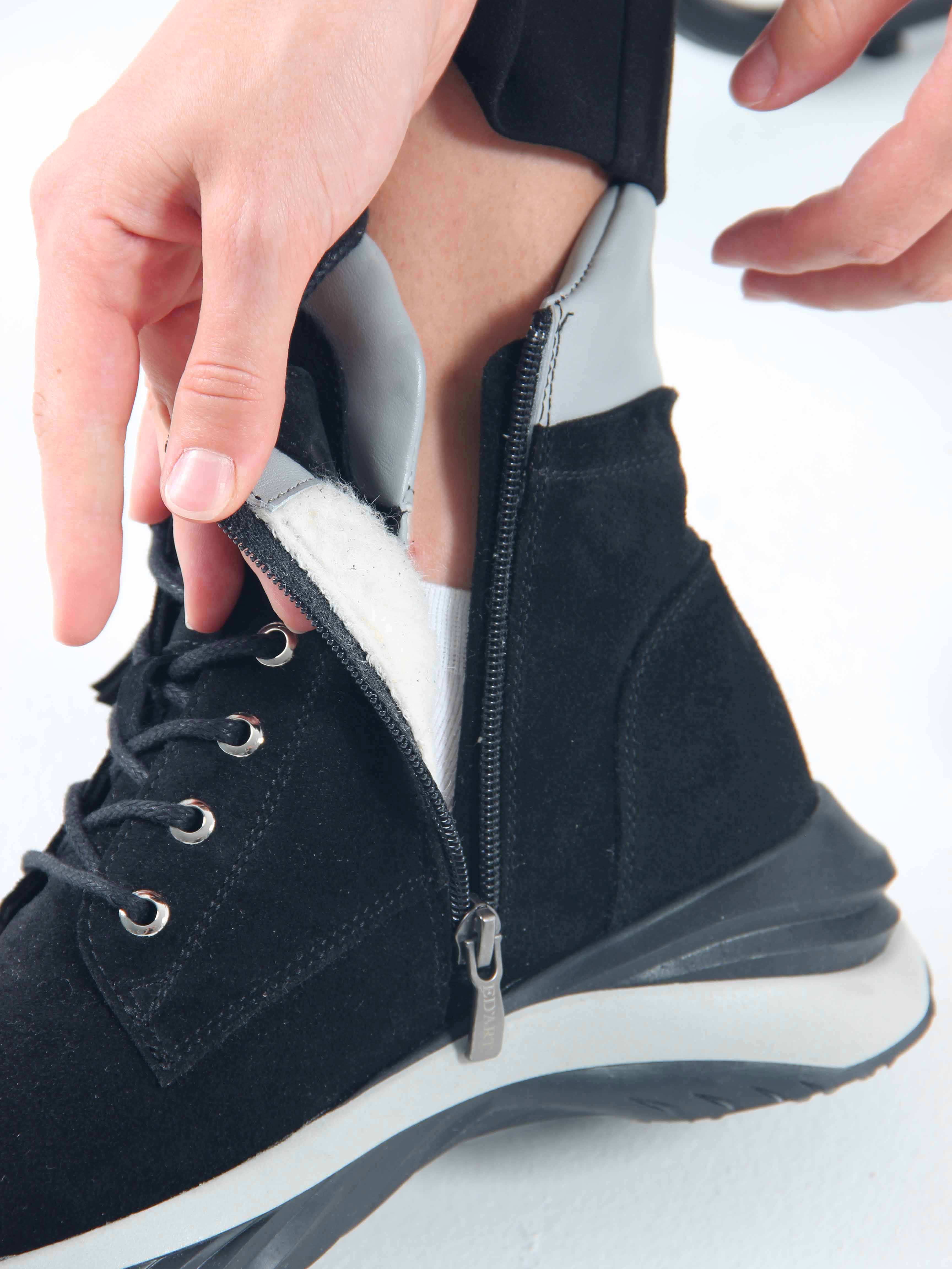 картинка Ботинки ED'ART 261.uno2'bl. черный серый замша от интернет магазина