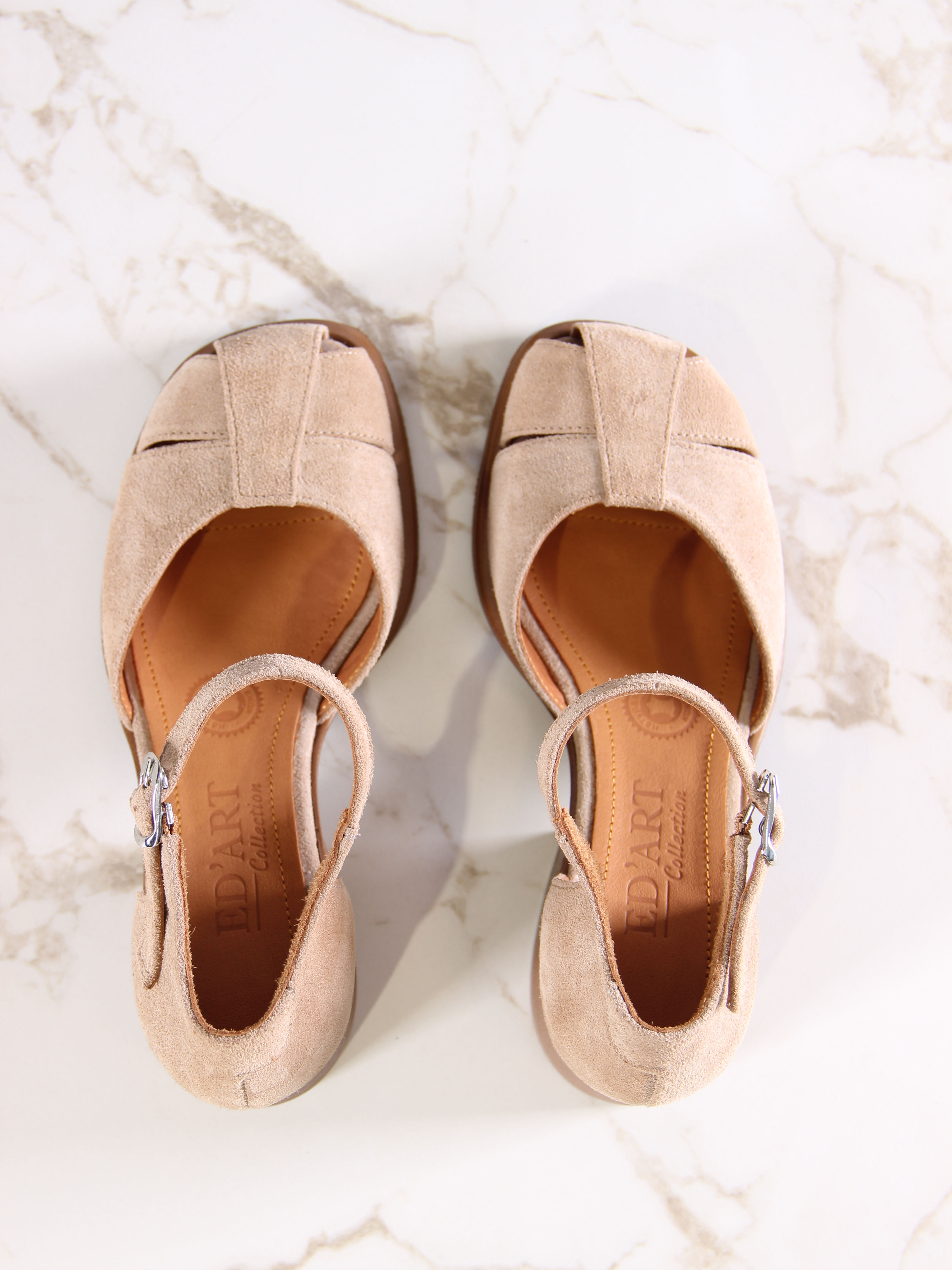 картинка Босоножки ED'ART 5033.23663'bе.Велюр бежевая ночь от интернет магазина