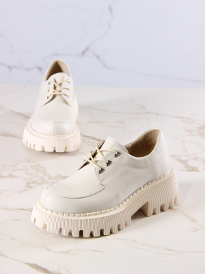 Полуботинки бежевые на платформе