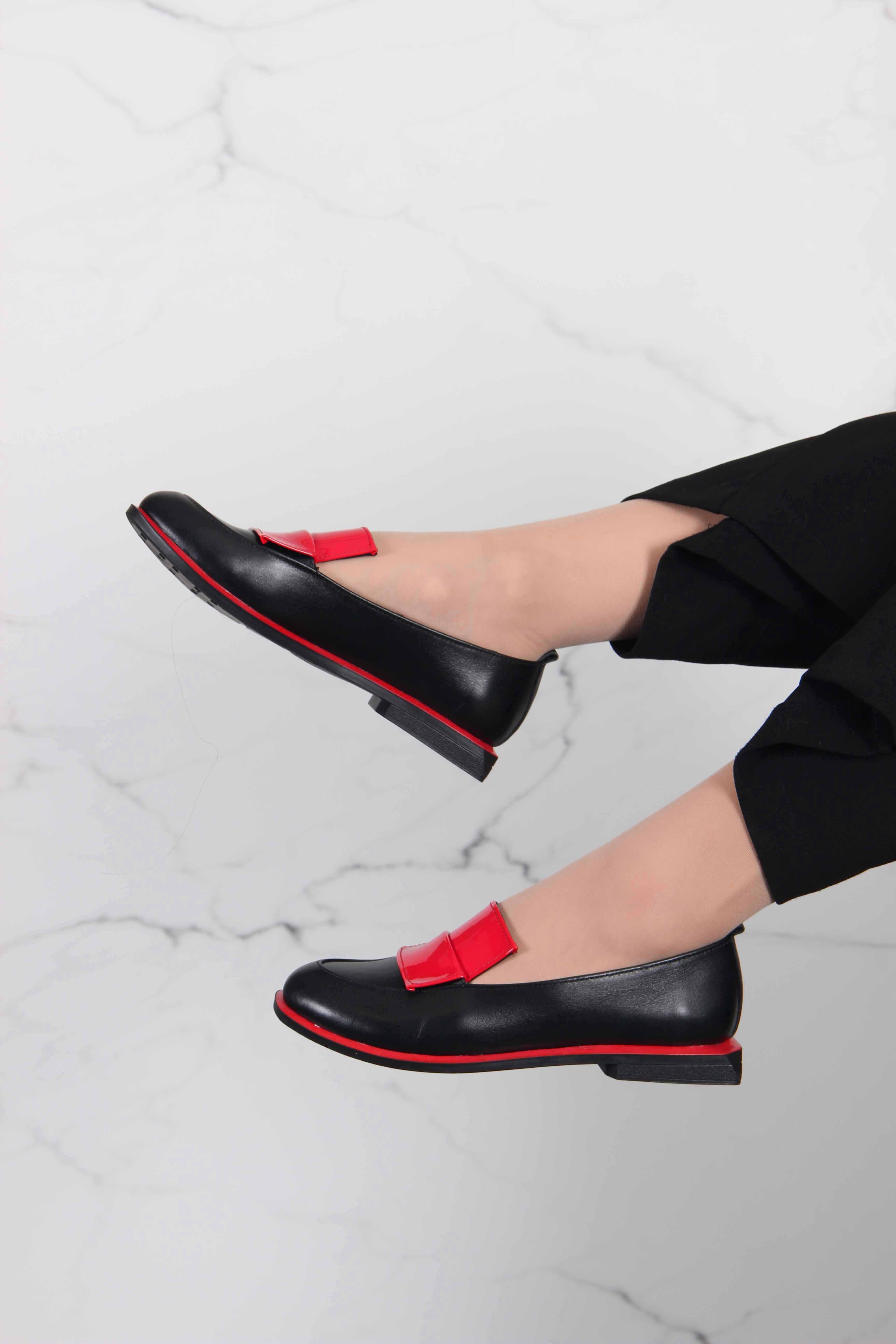 картинка Лоферы туфли ED'ART 118.Viсtoria'bl. Черный-красный от интернет магазина