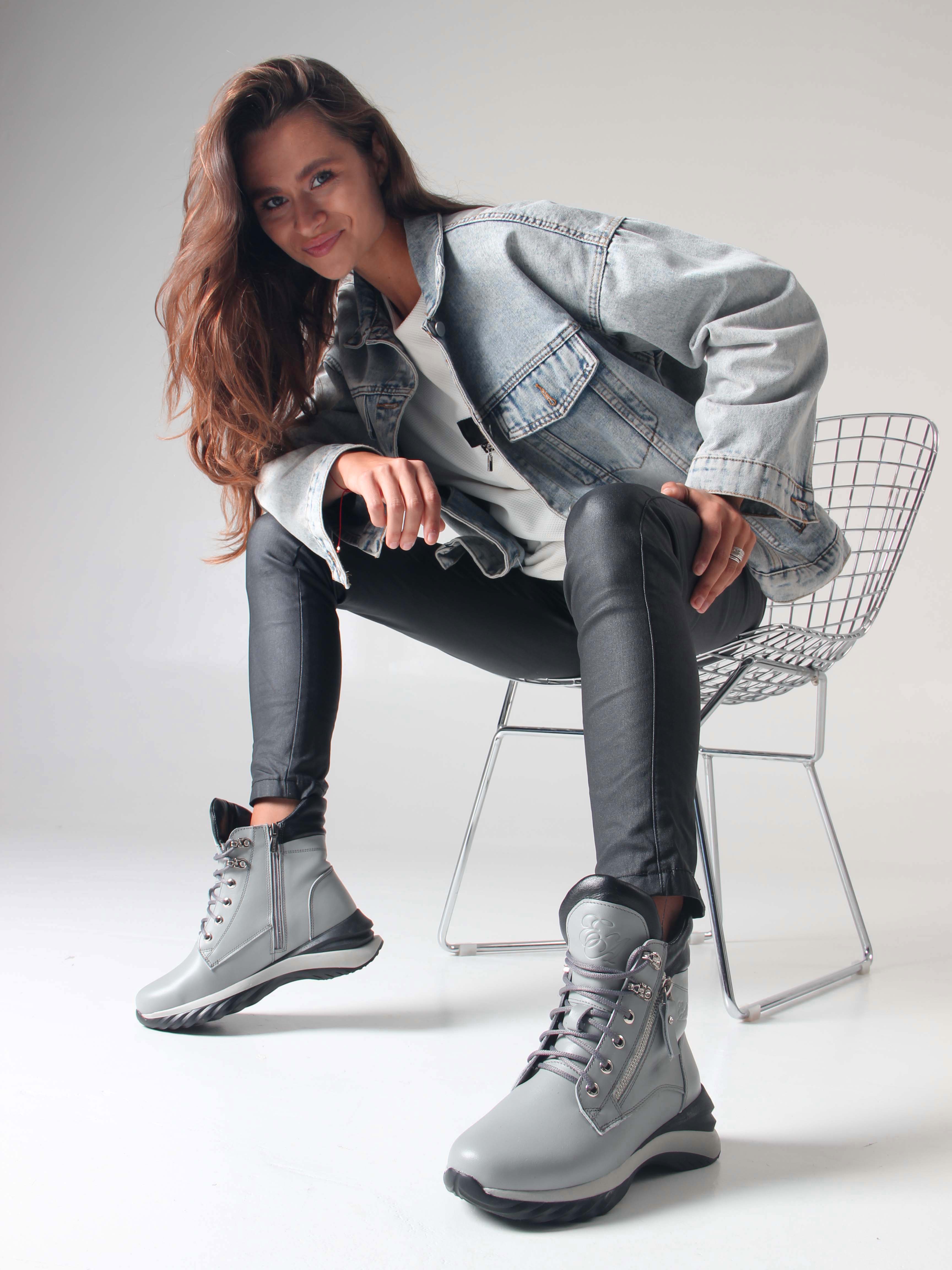 картинка Ботинки ED'ART 261.uno2'bl. серый черный от интернет магазина