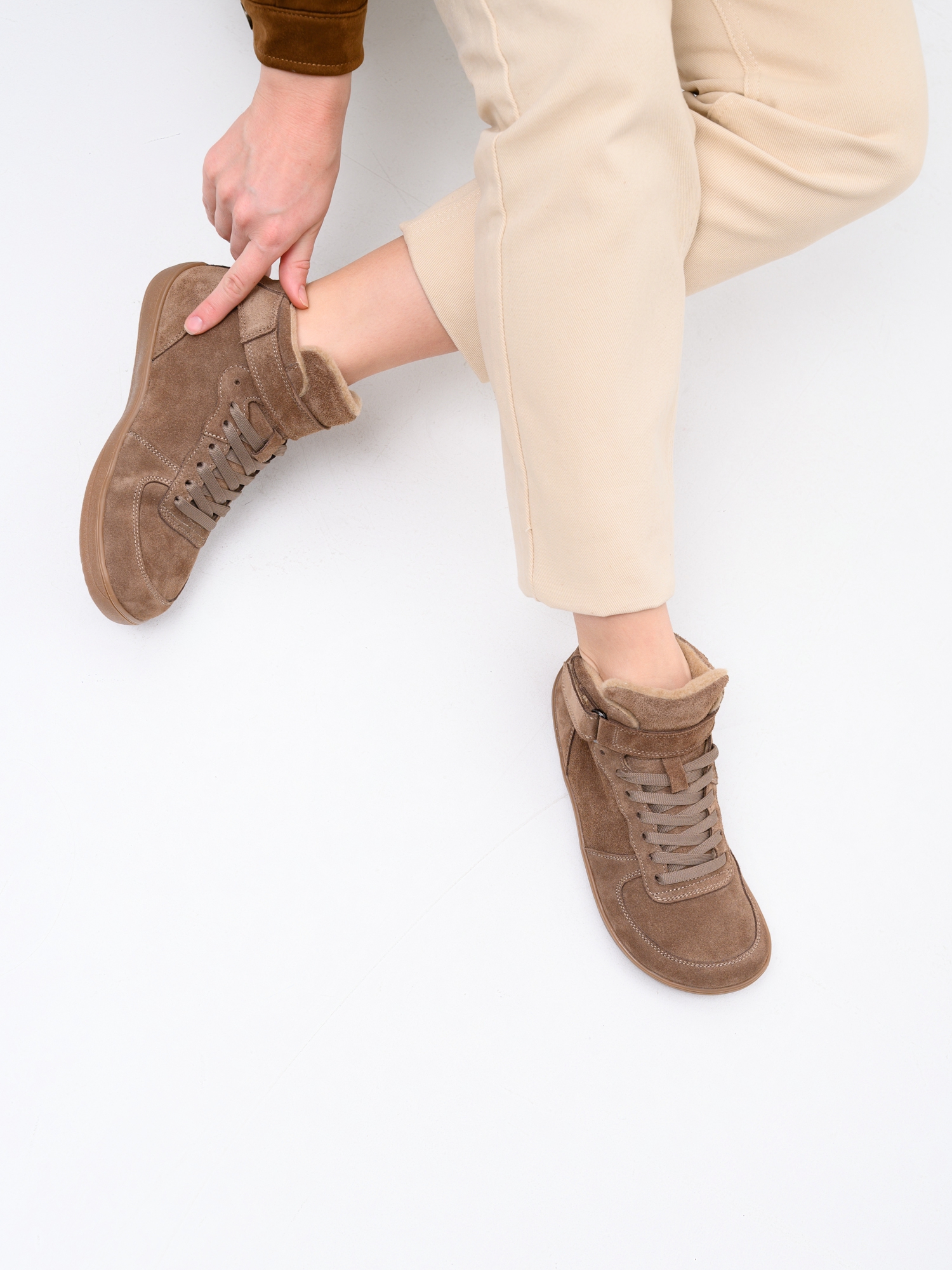 картинка Босоногие ботинки  ED'ART 211.NATA'br.Серо-коричневая замша от интернет магазина