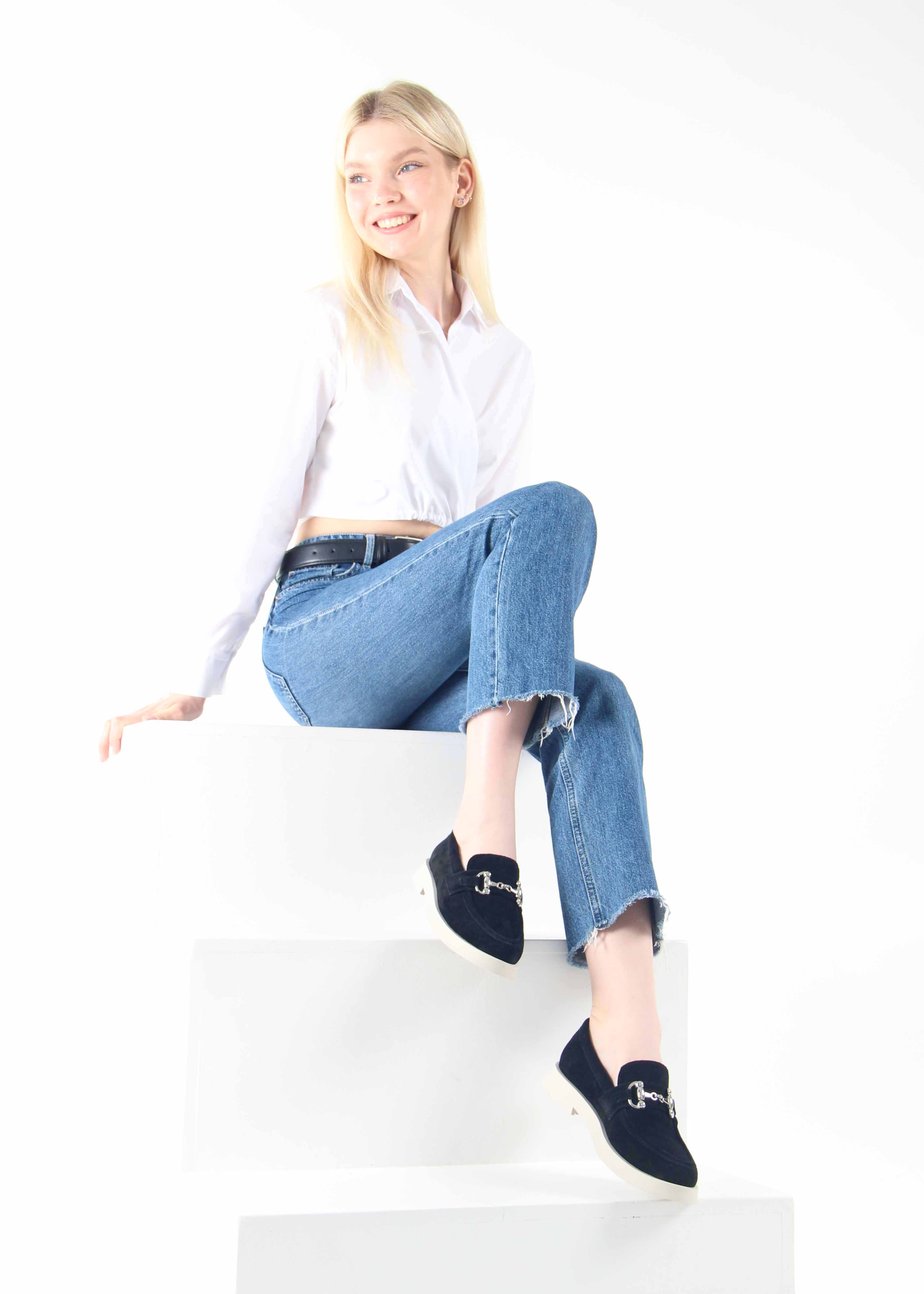 картинка Лоферы туфли ED'ART 172.1841'be. черная замша от интернет магазина