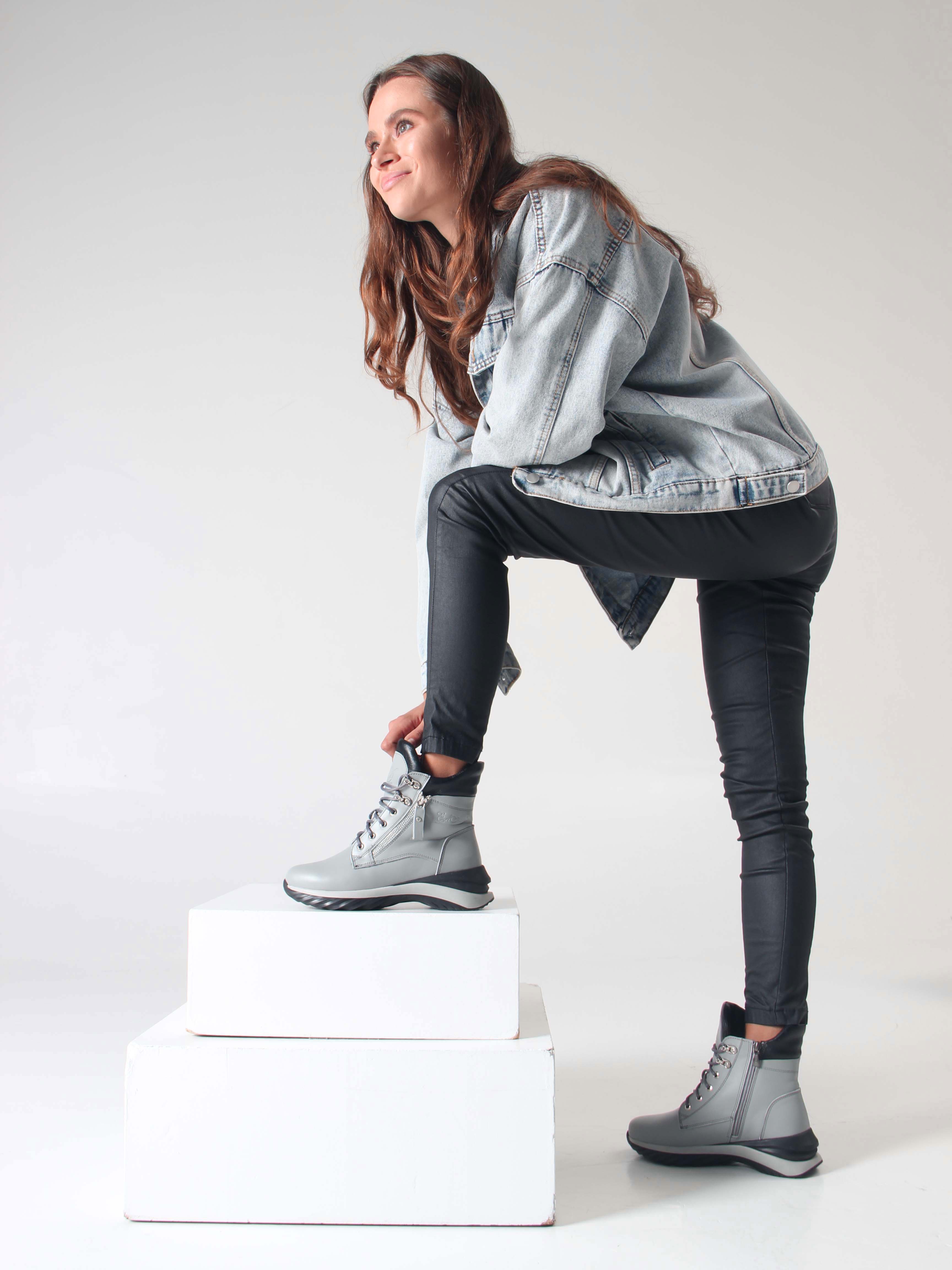 картинка Ботинки ED'ART 261.uno2'bl. серый черный от интернет магазина