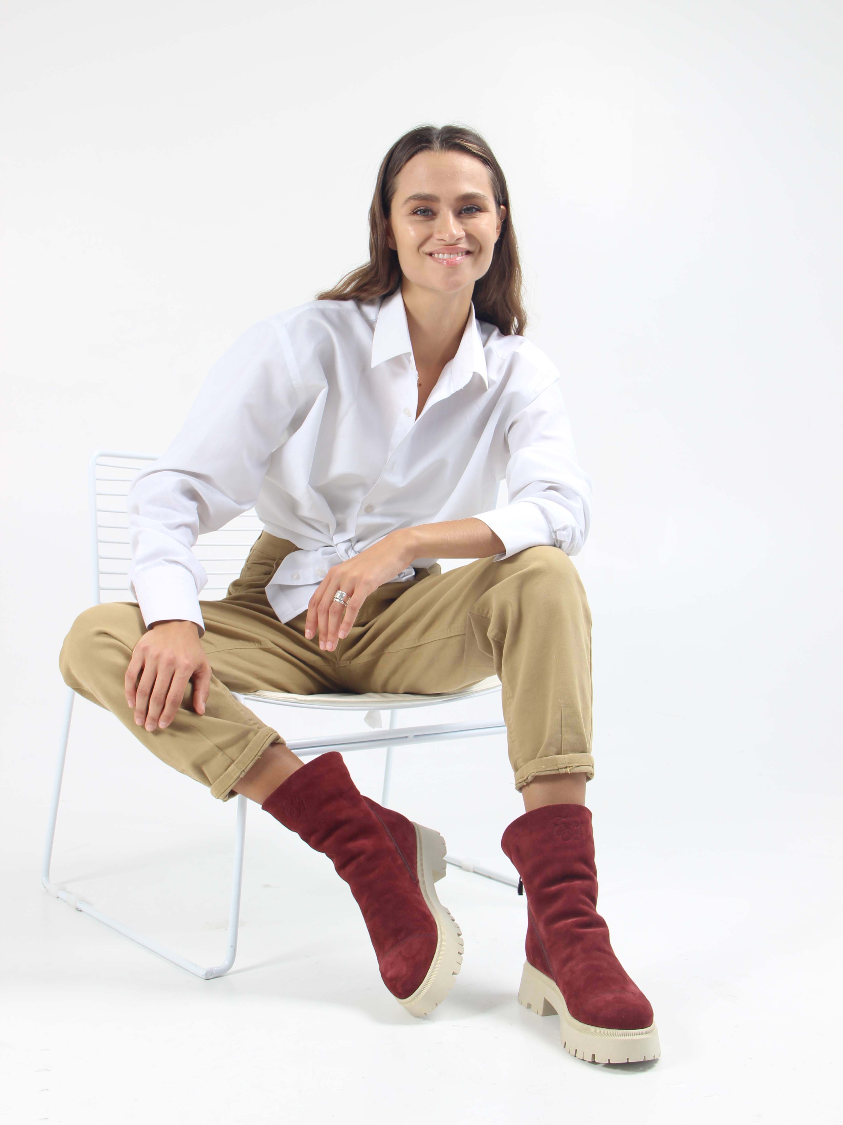 картинка Ботинки ED'ART 233.2094'be. Бордо замша от интернет магазина