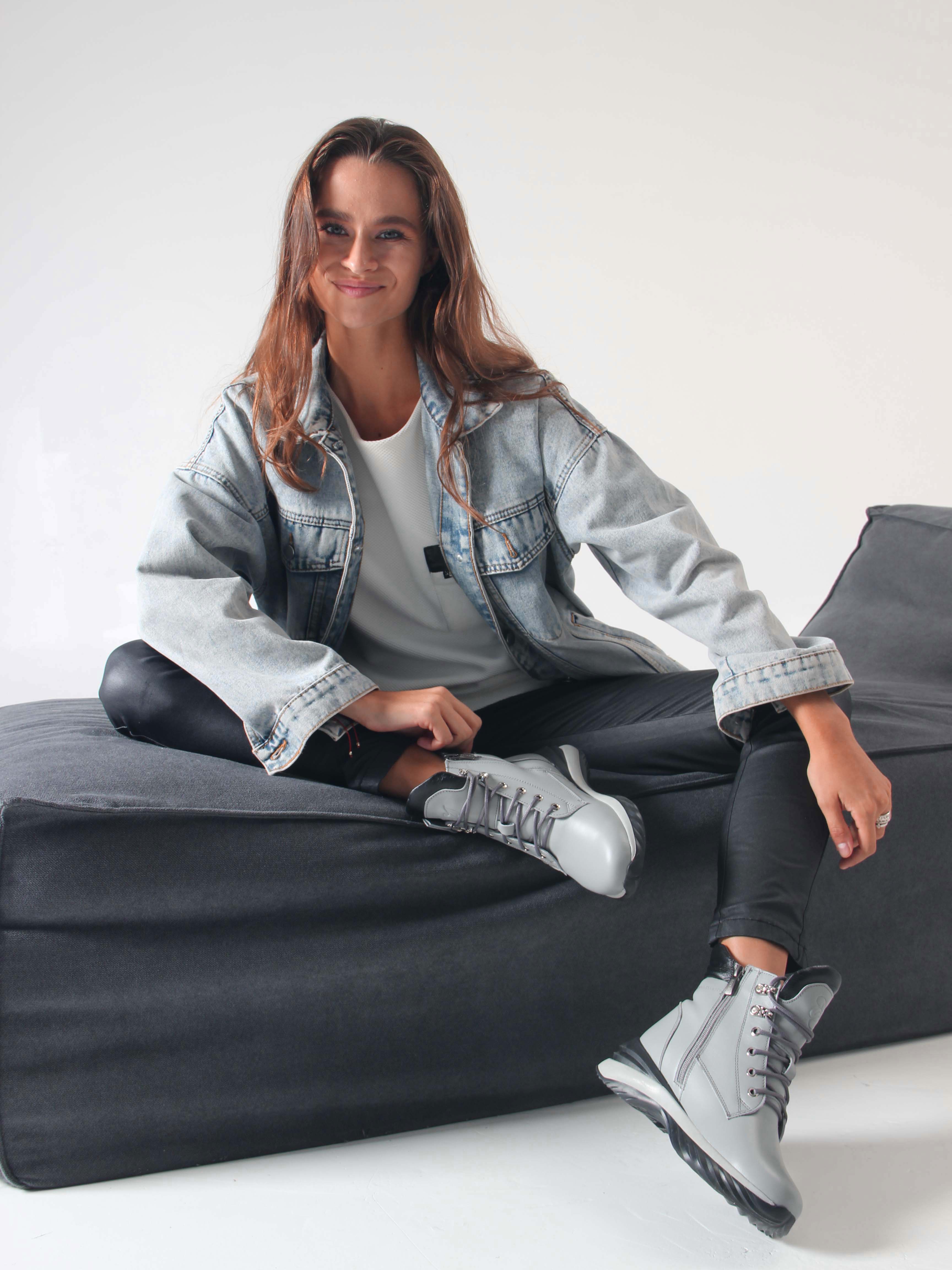 картинка Ботинки ED'ART 261.uno2'bl. серый черный от интернет магазина