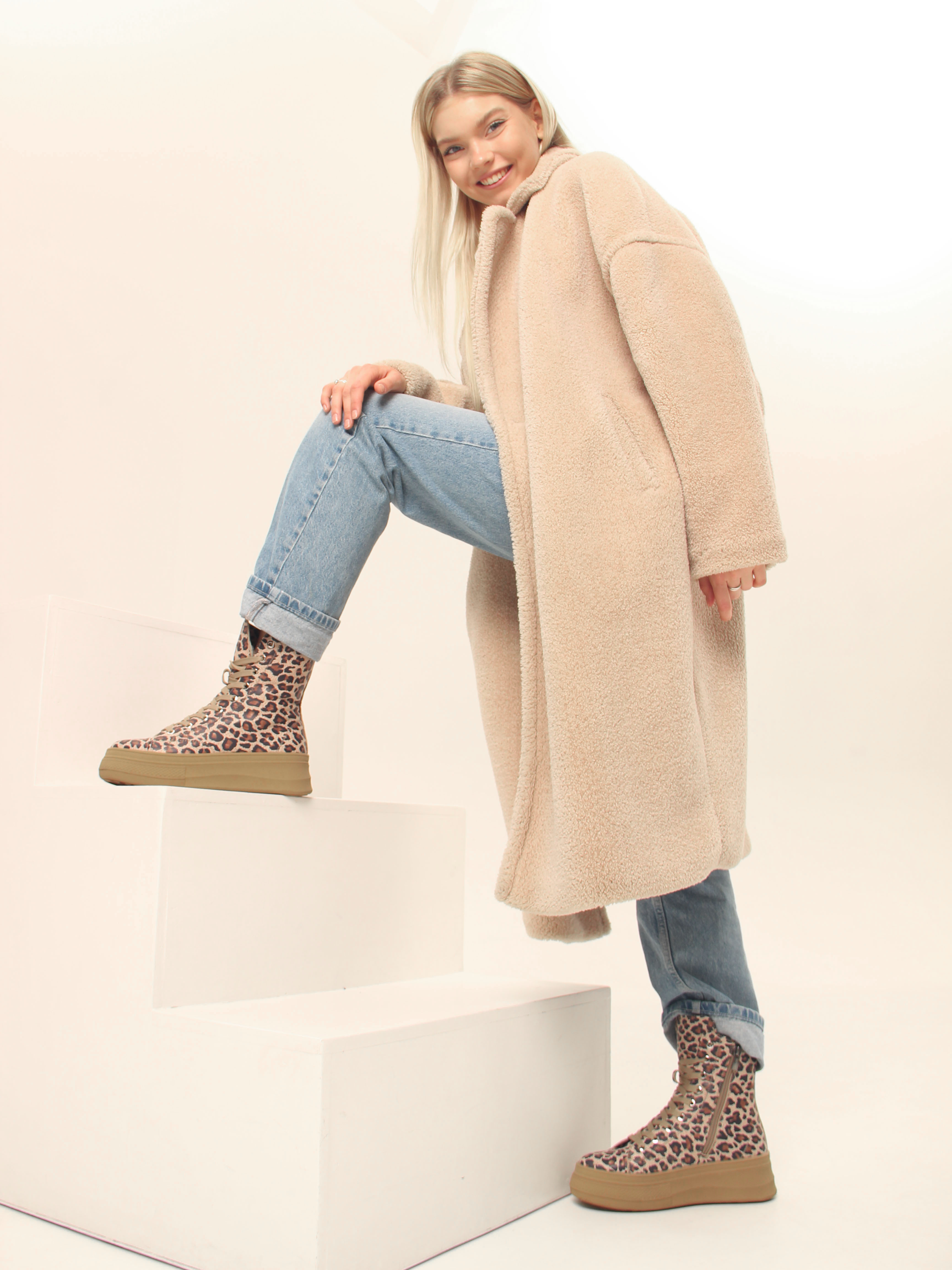 картинка Ботинки ED'ART 215.warm'br. бежевый леопард от интернет магазина