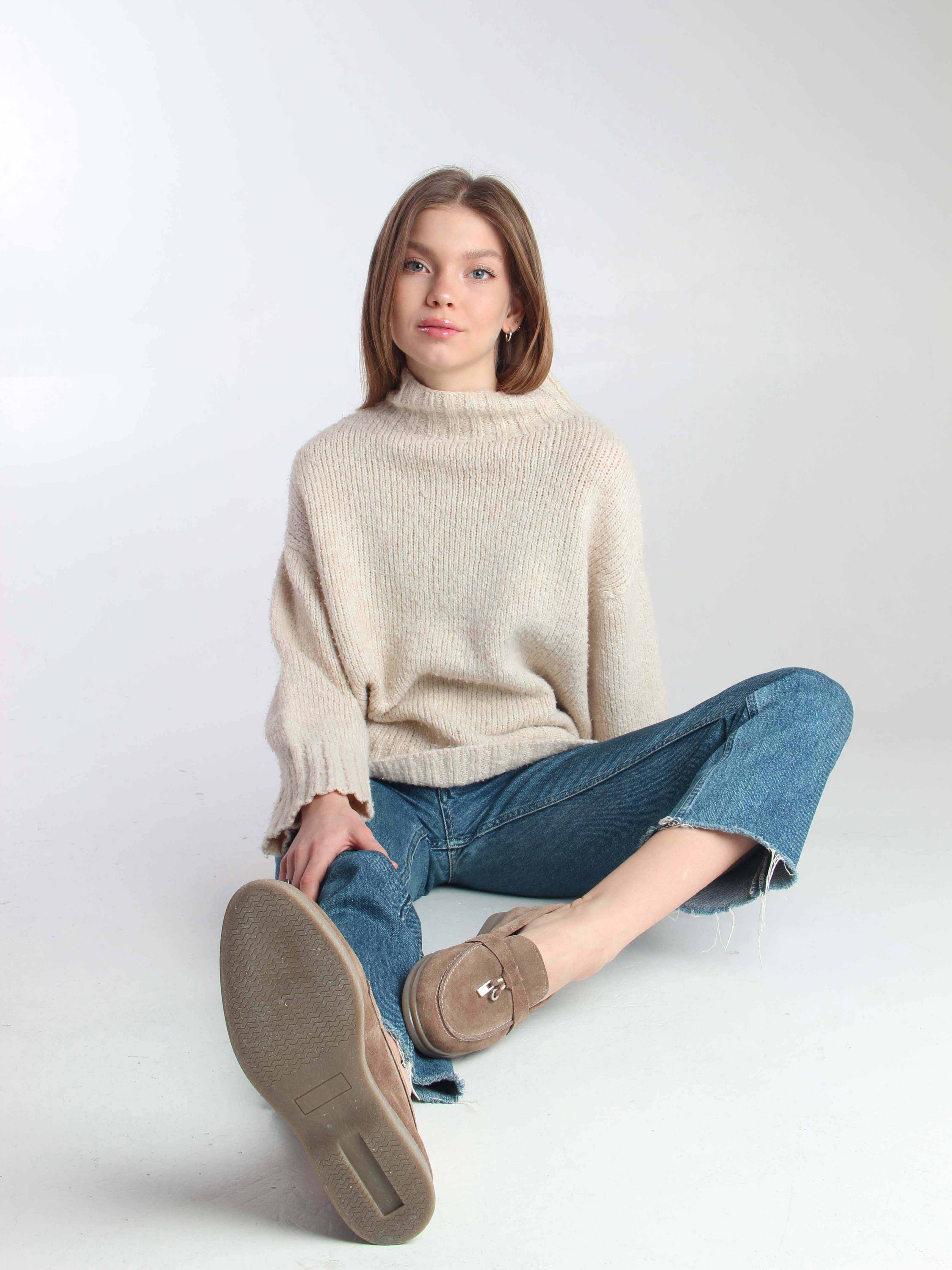 картинка Лоферы туфли ED'ART 170.2614'be. Коричневый капучино от интернет магазина