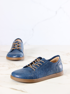 Кеды босоногие кожаные синие