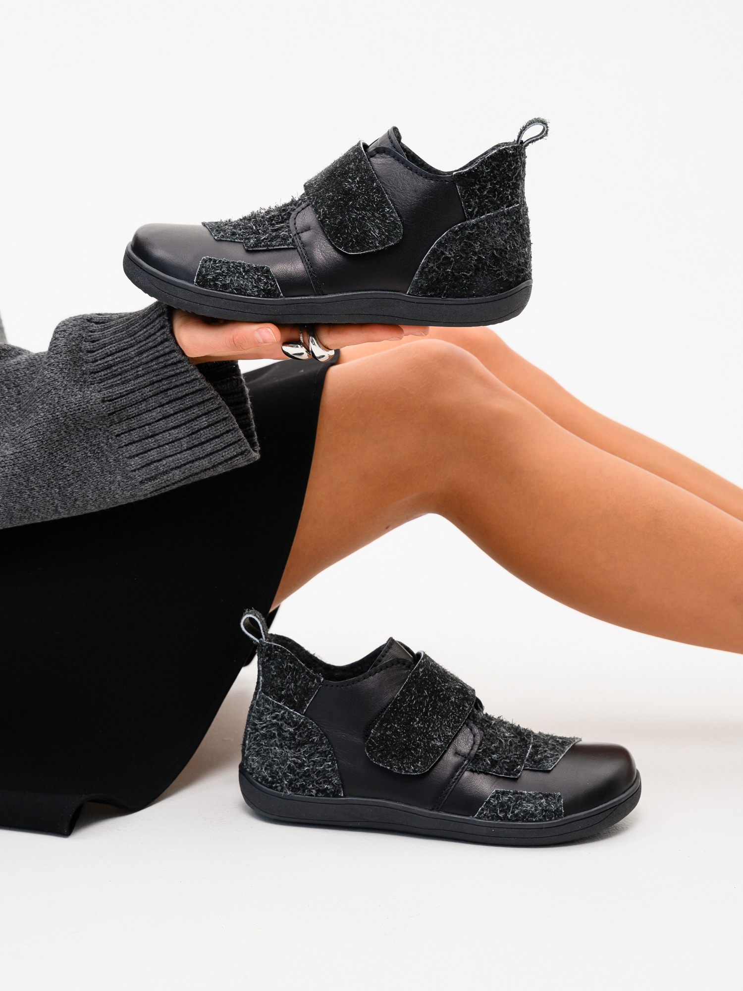 картинка Босоногие ботинки  ED'ART 206.NATA'bl.Черная кожа+черный джангл от интернет магазина