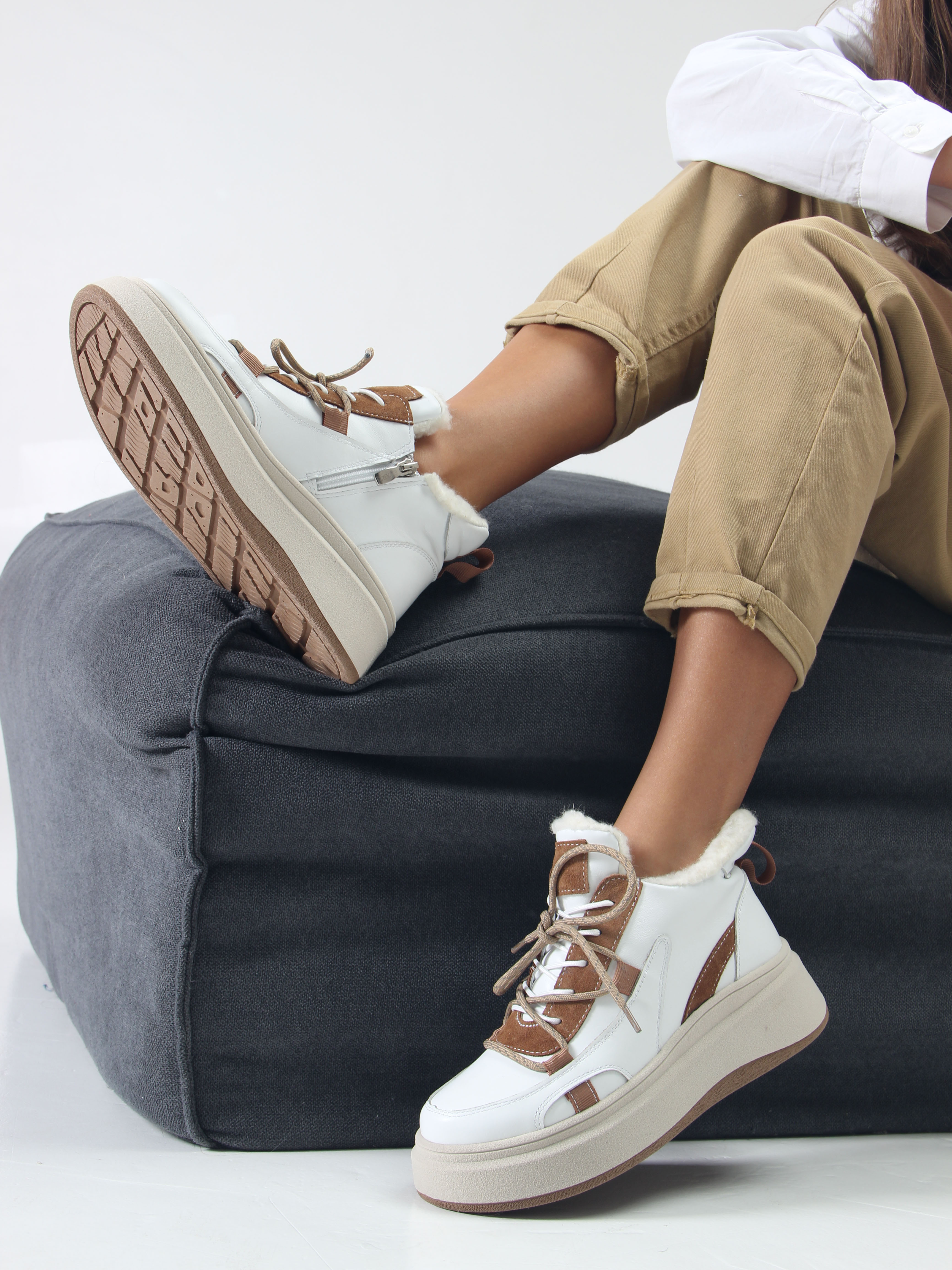 картинка Ботинки ED'ART 229.windy'be. белый коричневый от интернет магазина