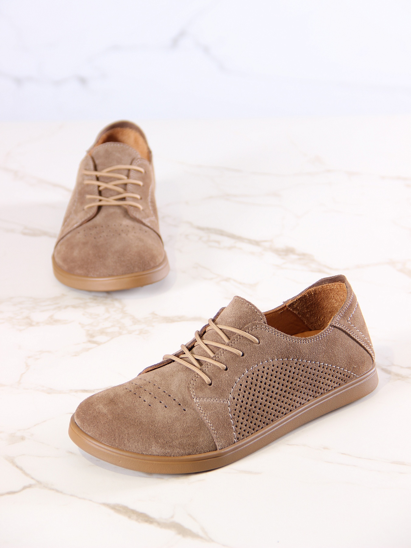 картинка Туфли босоногие  ED'ART 179.Р.асти'br.Серо-коричневая замша от интернет магазина