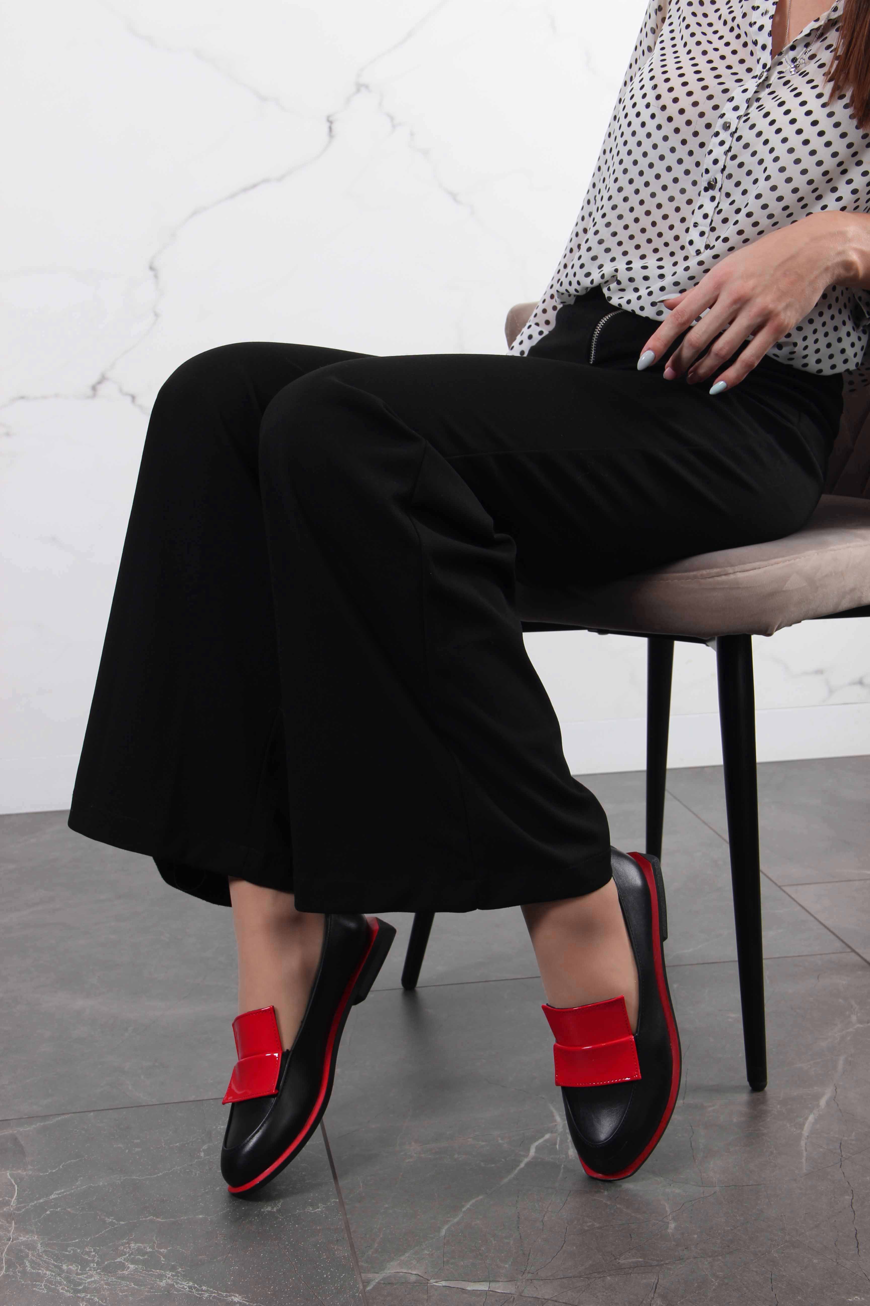 картинка Лоферы туфли ED'ART 118.Viсtoria'bl. Черный-красный от интернет магазина