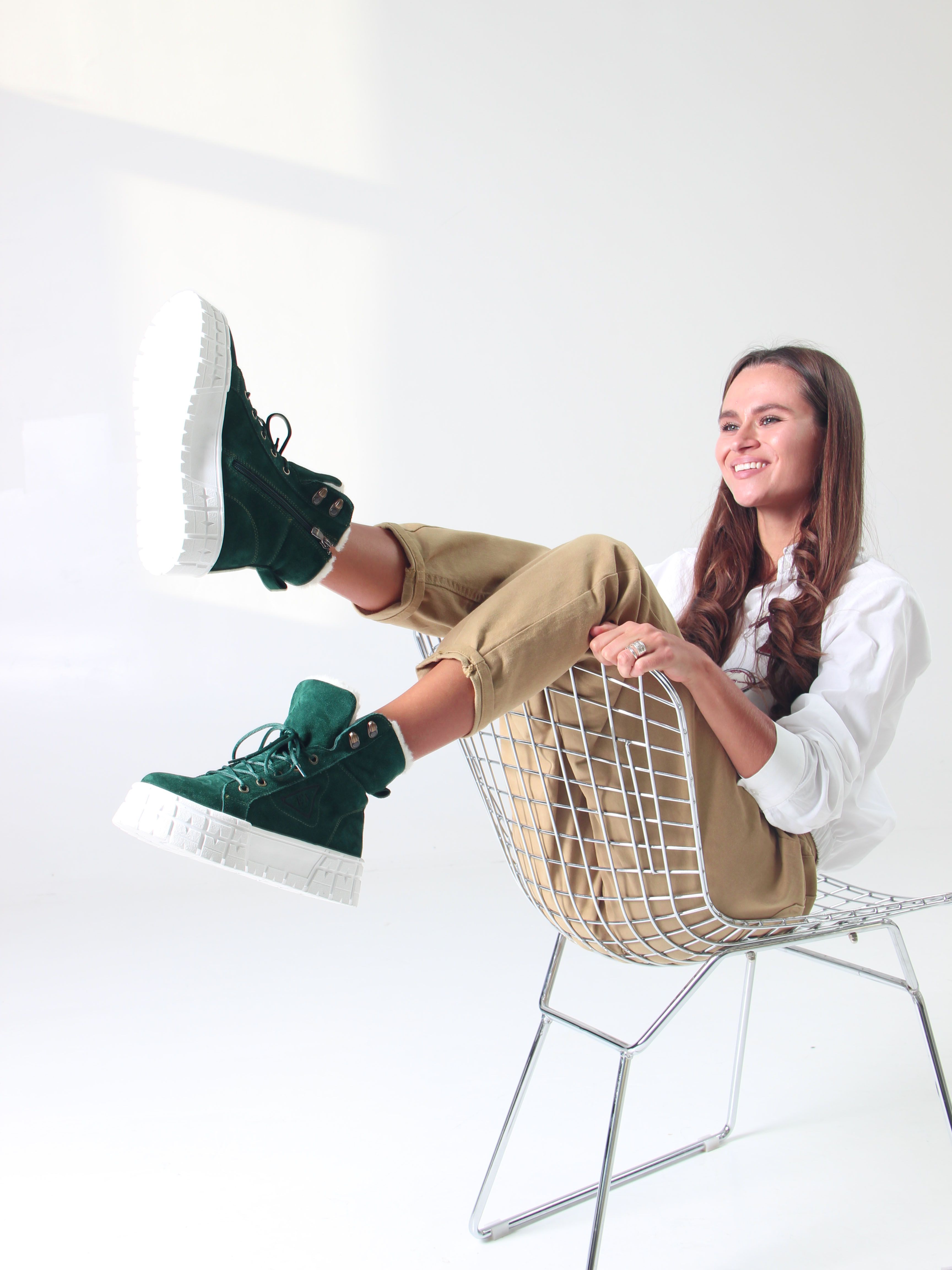 картинка Ботинки ED'ART 216.212131'w. зеленый замша от интернет магазина