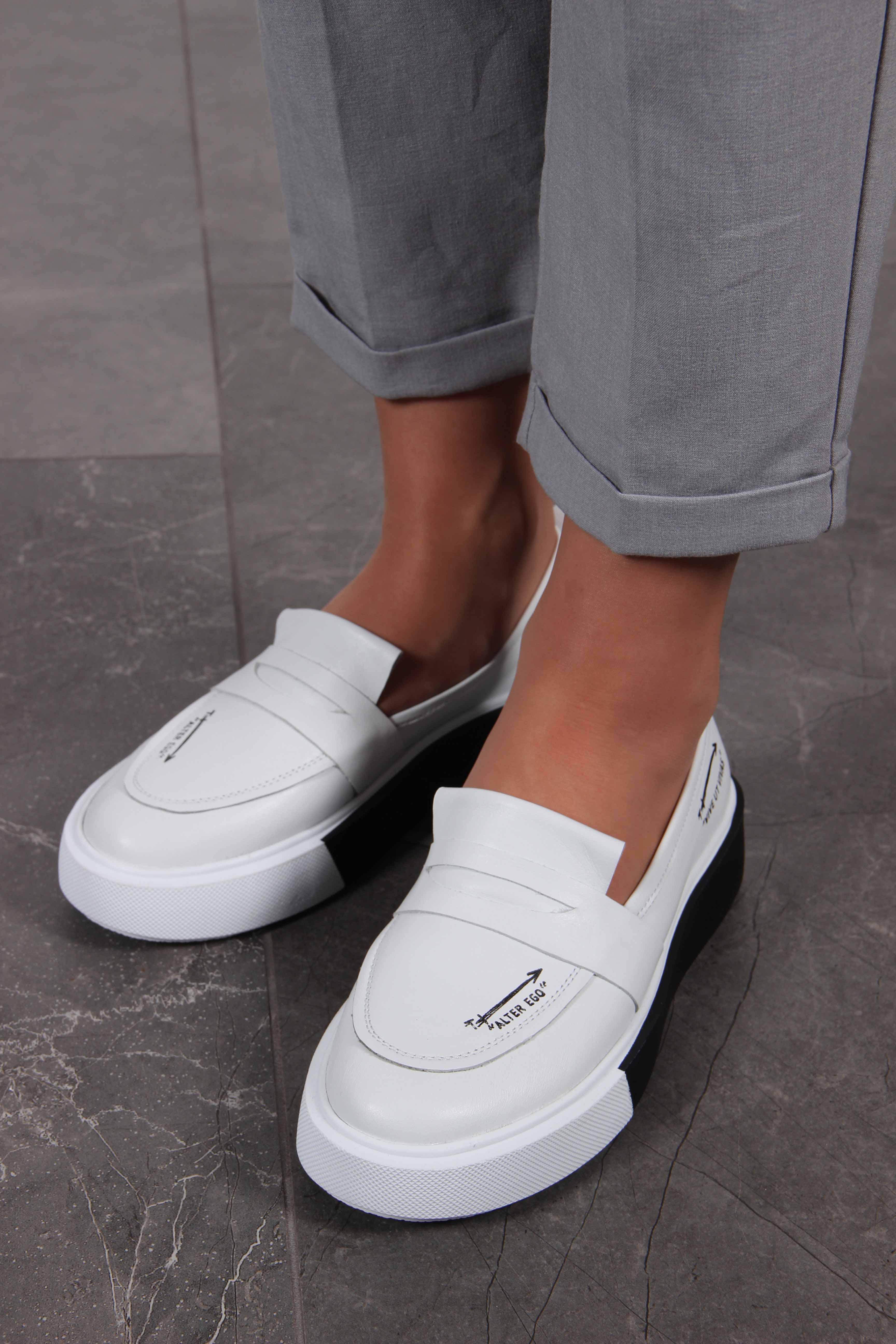 картинка Лоферы ED'ART 167.Mikki'bl.Белый-черный от интернет магазина