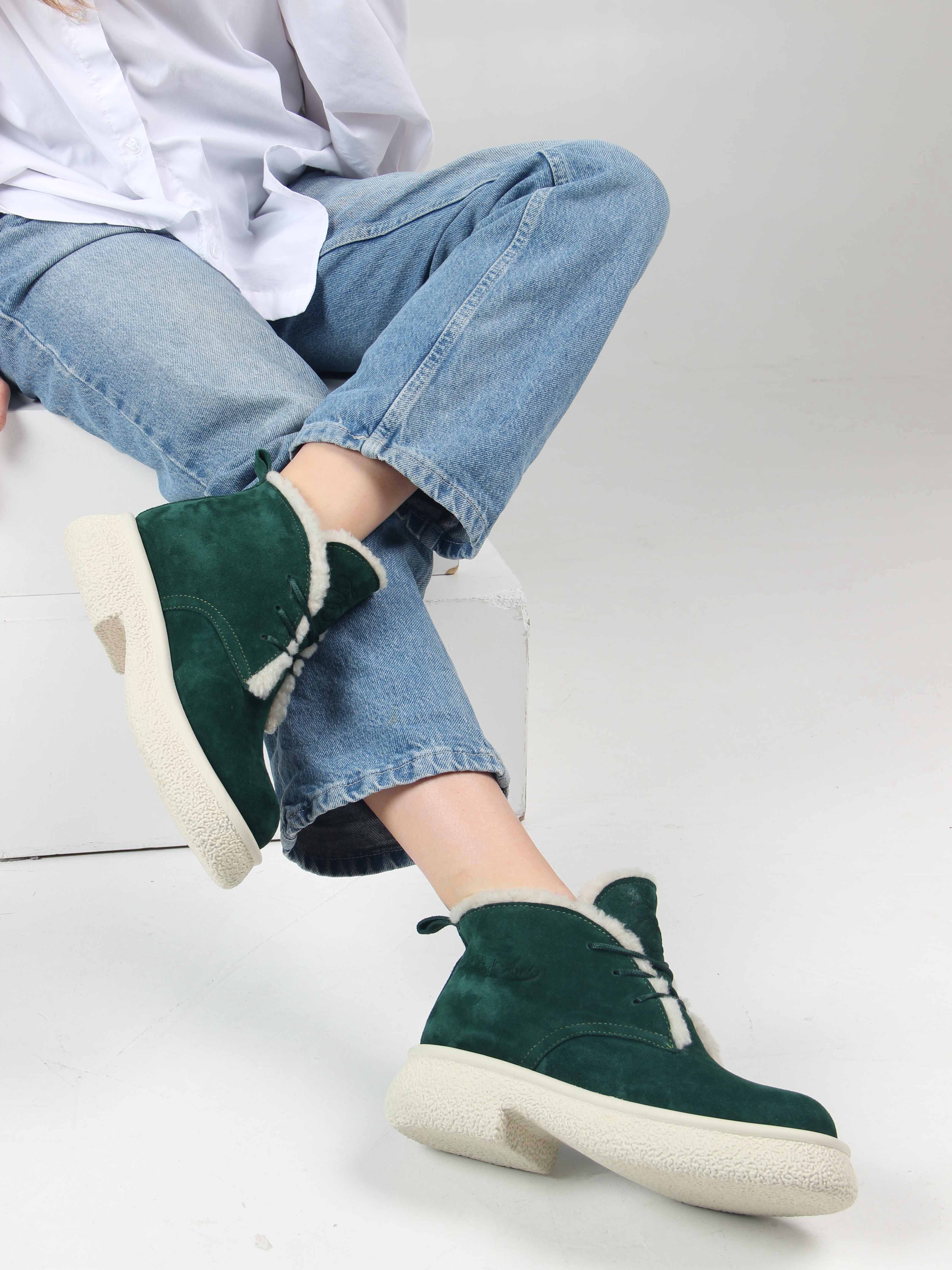 картинка Ботинки ED'ART 308.агата w. зеленый замша от интернет магазина