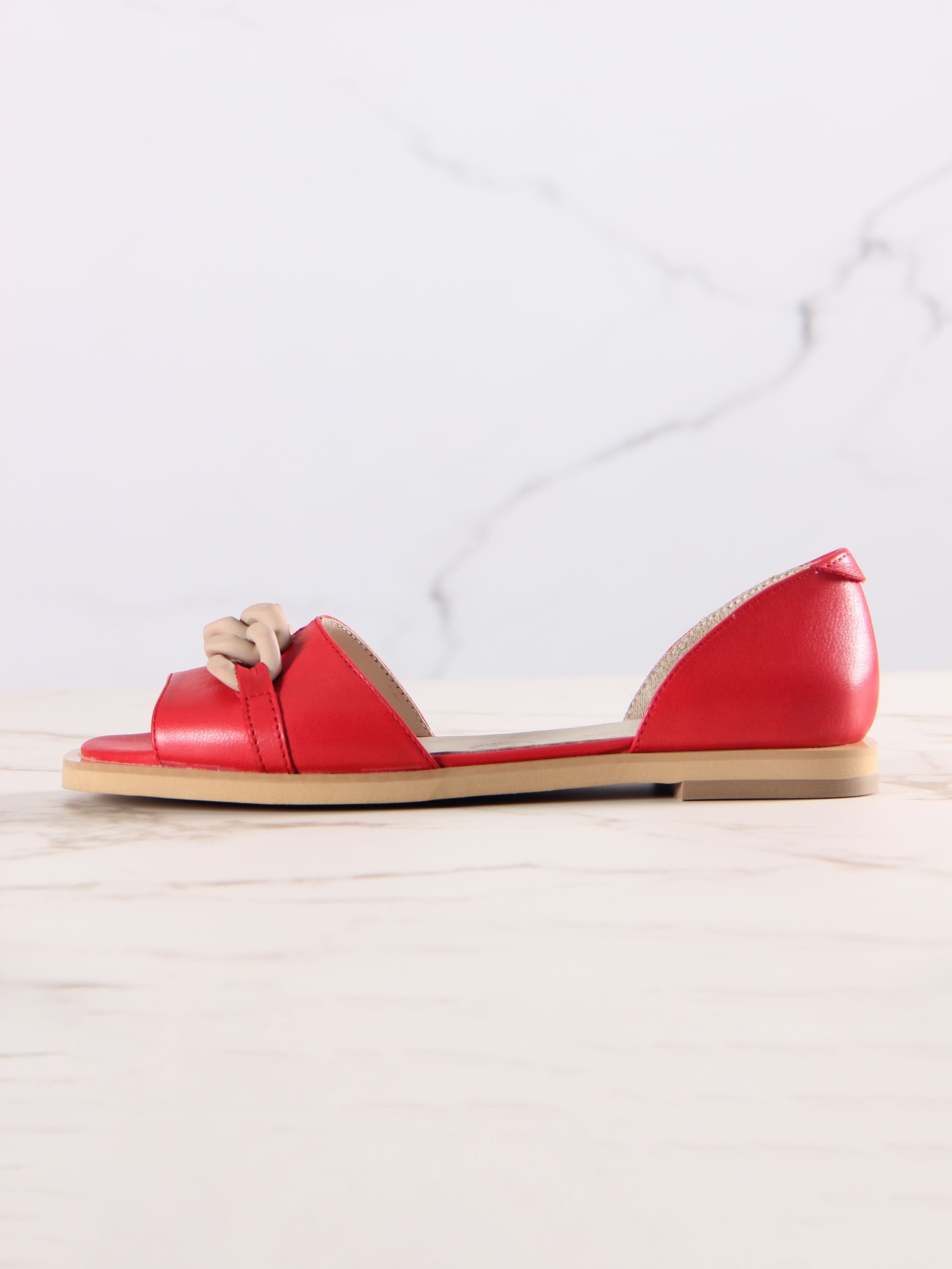 картинка Босоножки ED'ART 1024Z.110Z'bе. Красный+бежевый от интернет магазина