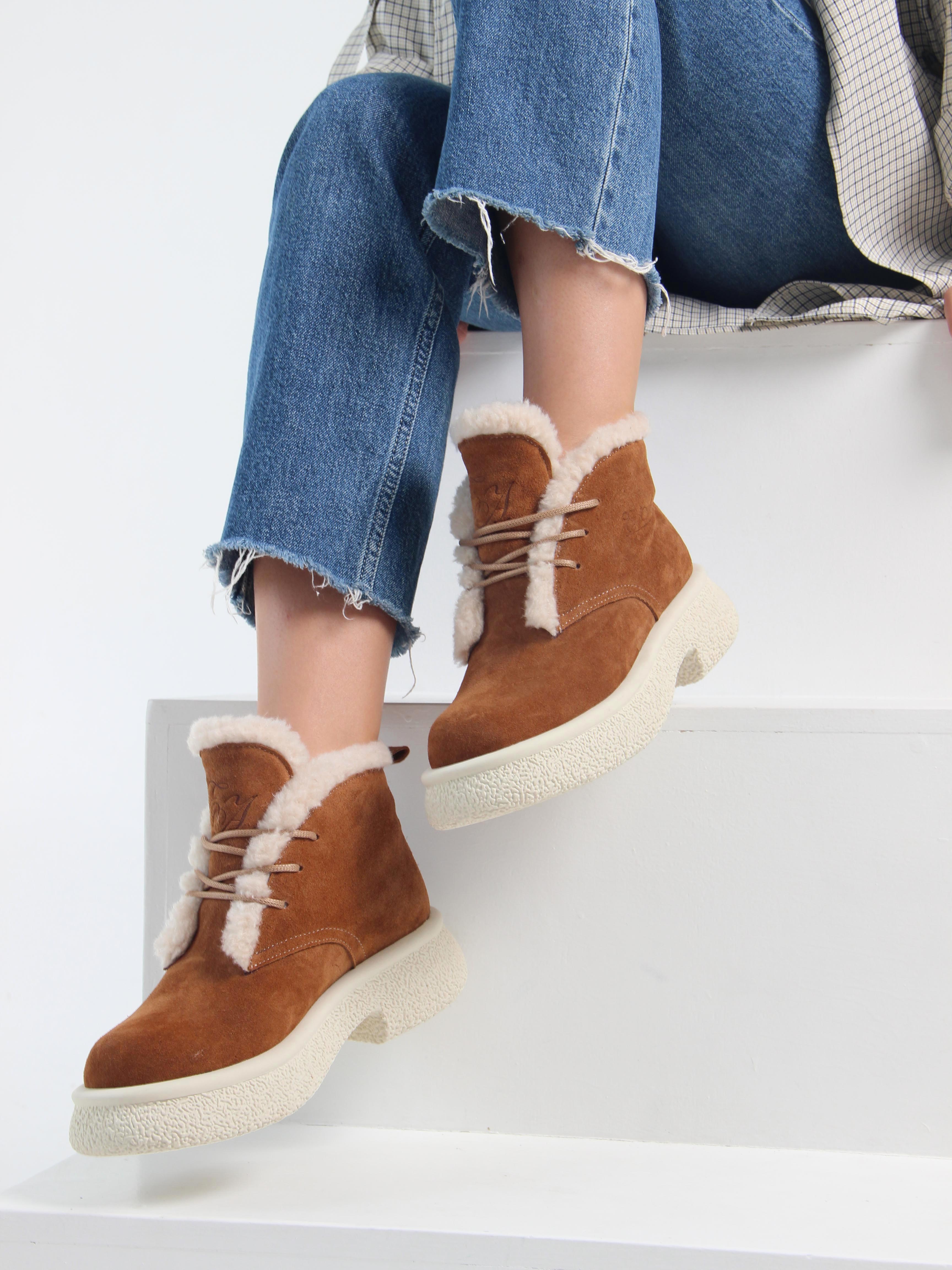 картинка Ботинки ED'ART 308.агата'w. светло коричневый замша от интернет магазина