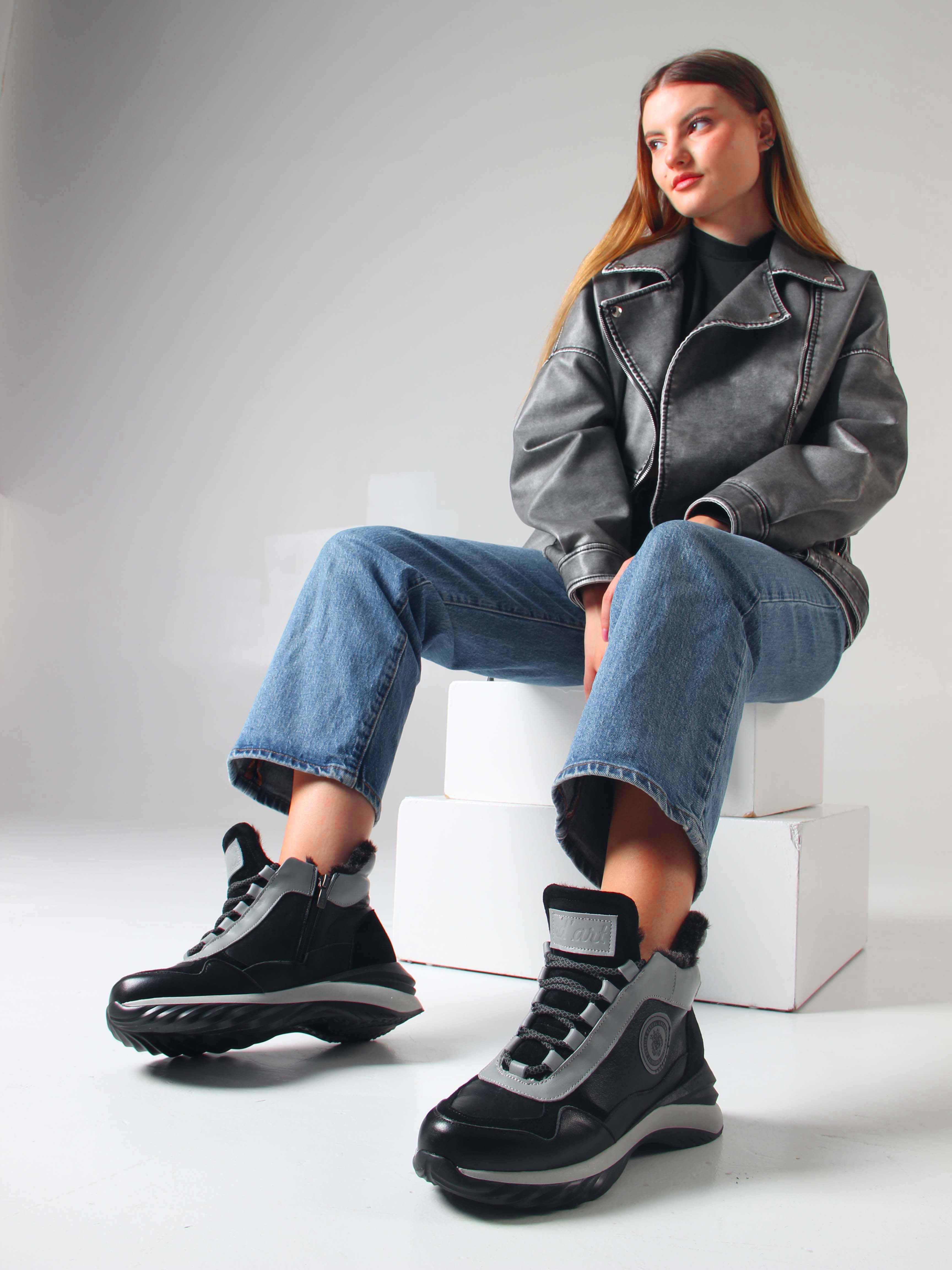 картинка Ботинки ED'ART 350.uno2'bl. черный серый от интернет магазина