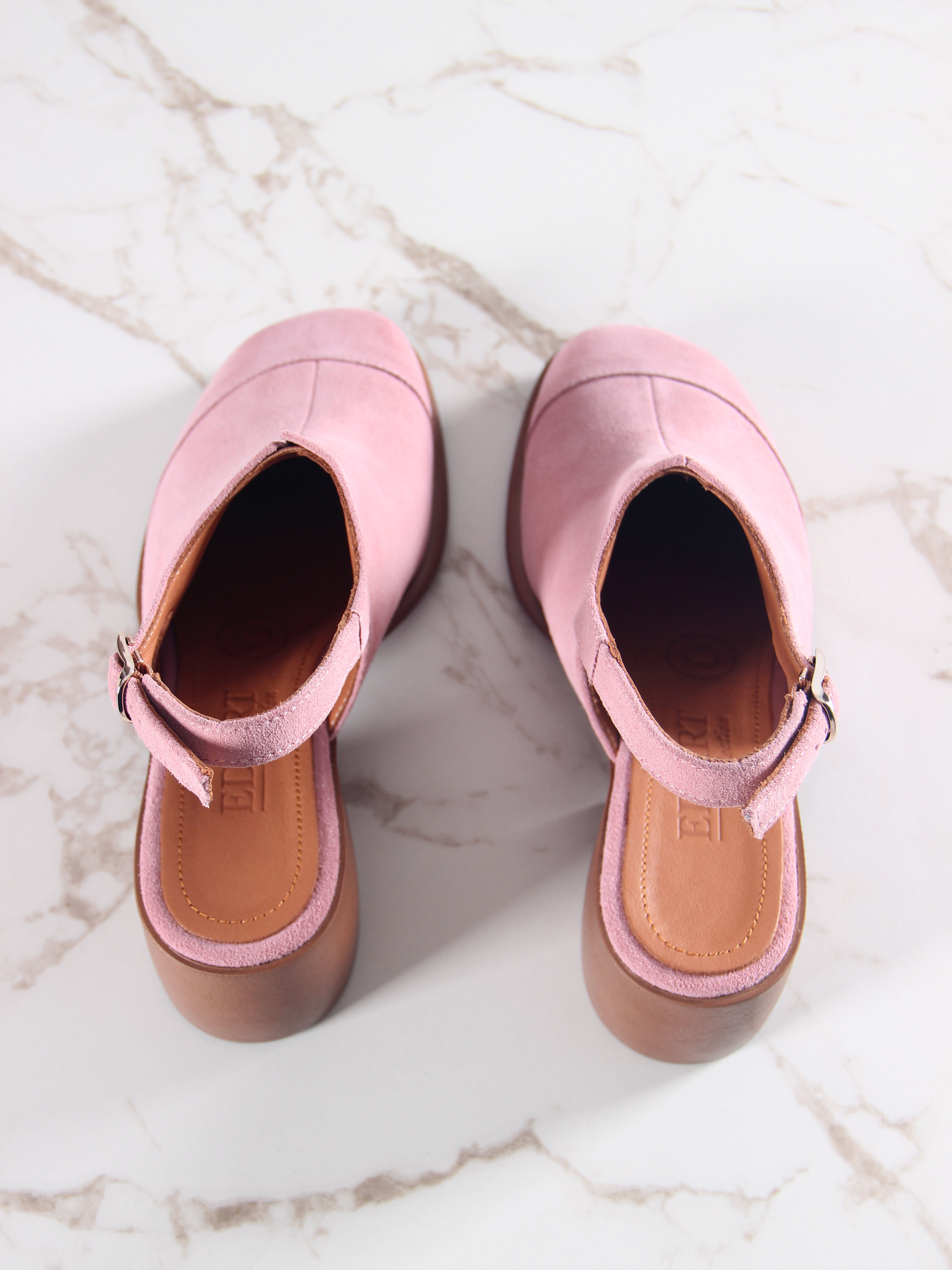 картинка Сабо ED'ART 5133.23663'br.Розовая замша+коричневый от интернет магазина