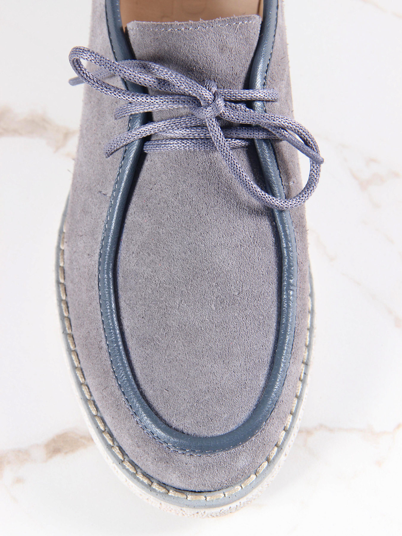 картинка Мокасины ED'ART 191.rose'gr. серый замок замша от интернет магазина