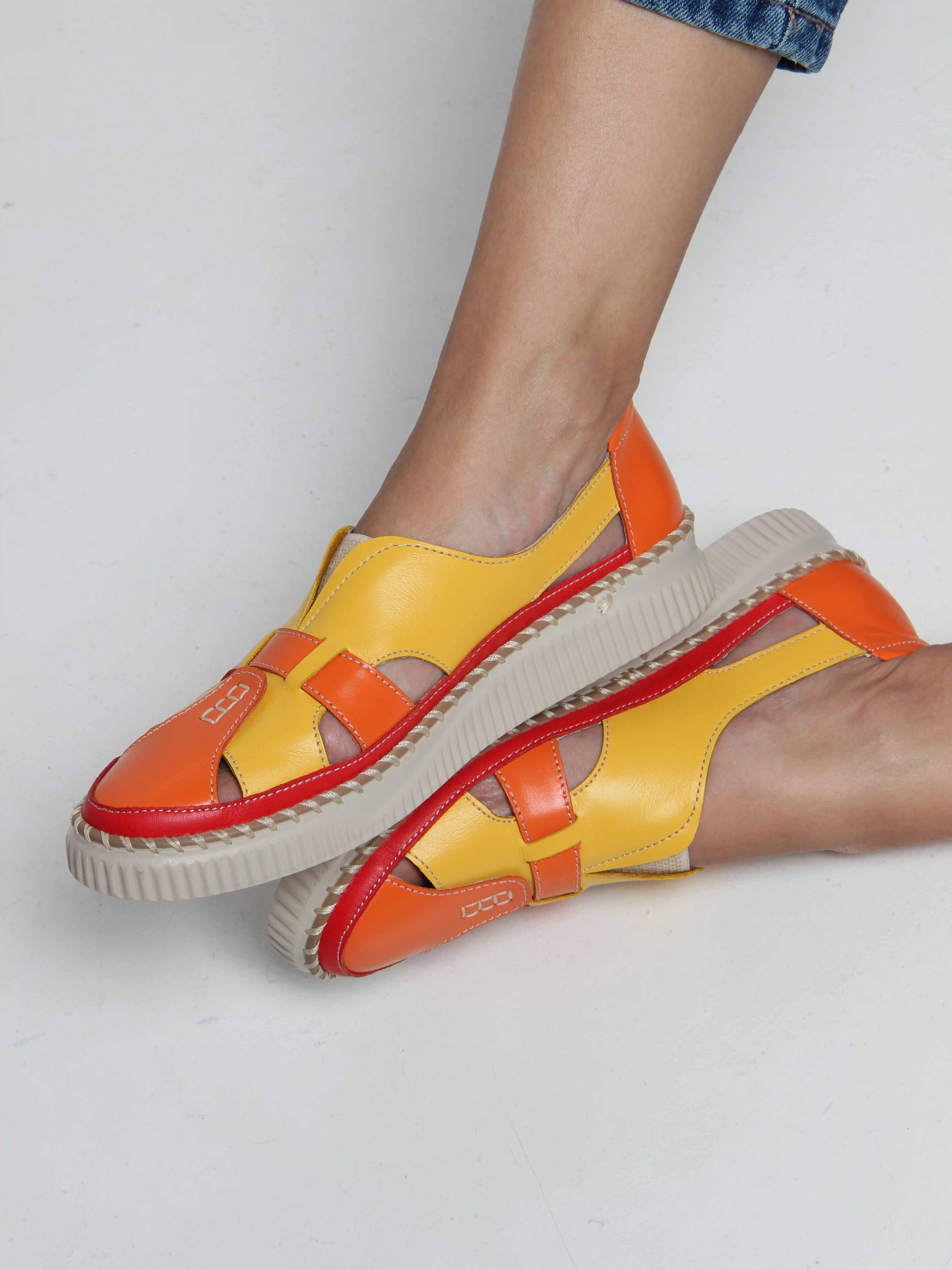 картинка Слипоны ED'ART 116.2500'be. Желтый оранжевый красный от интернет магазина