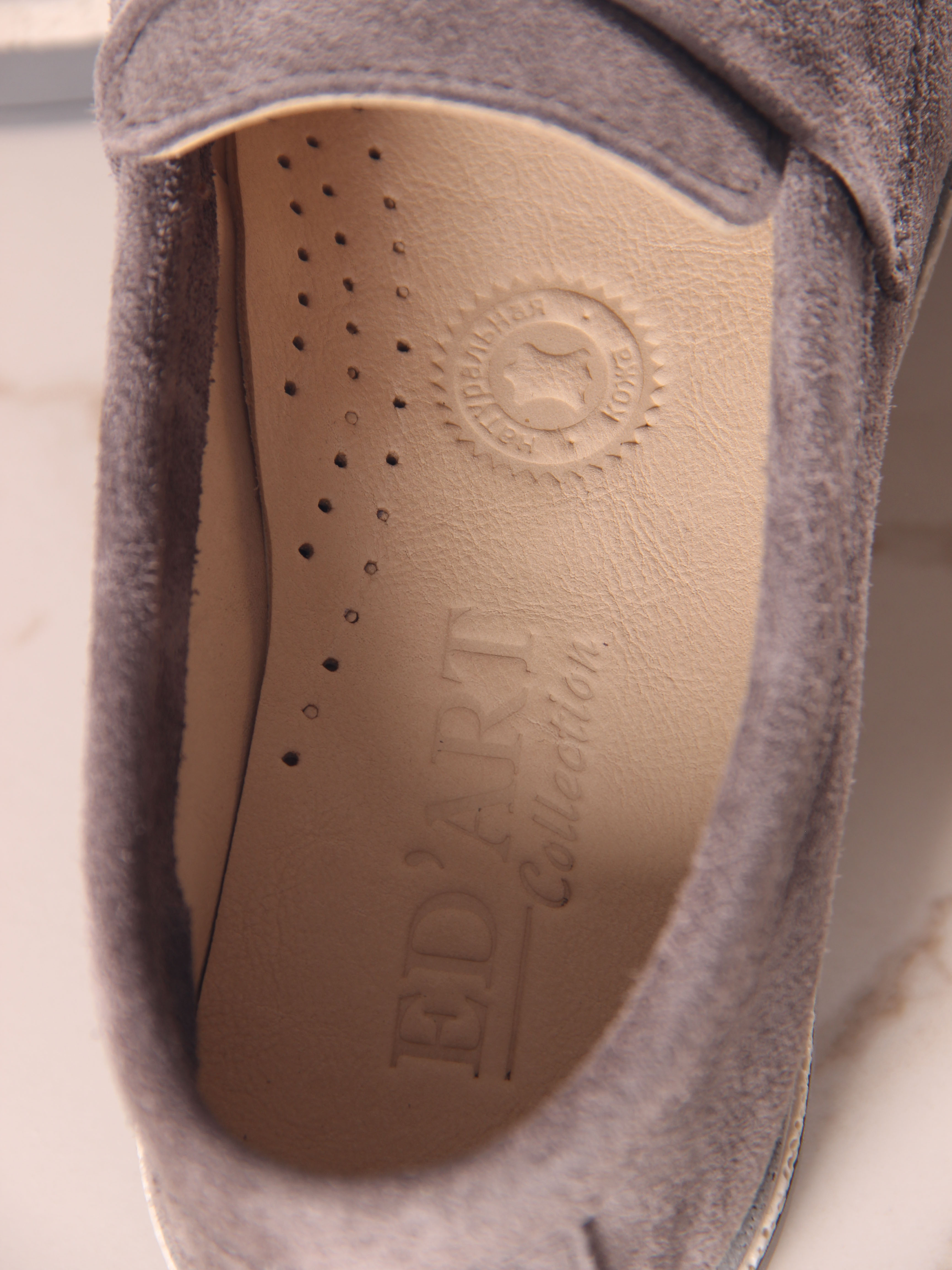 картинка Лоферы ED'ART 176.rose'gr. серый замок замша от интернет магазина