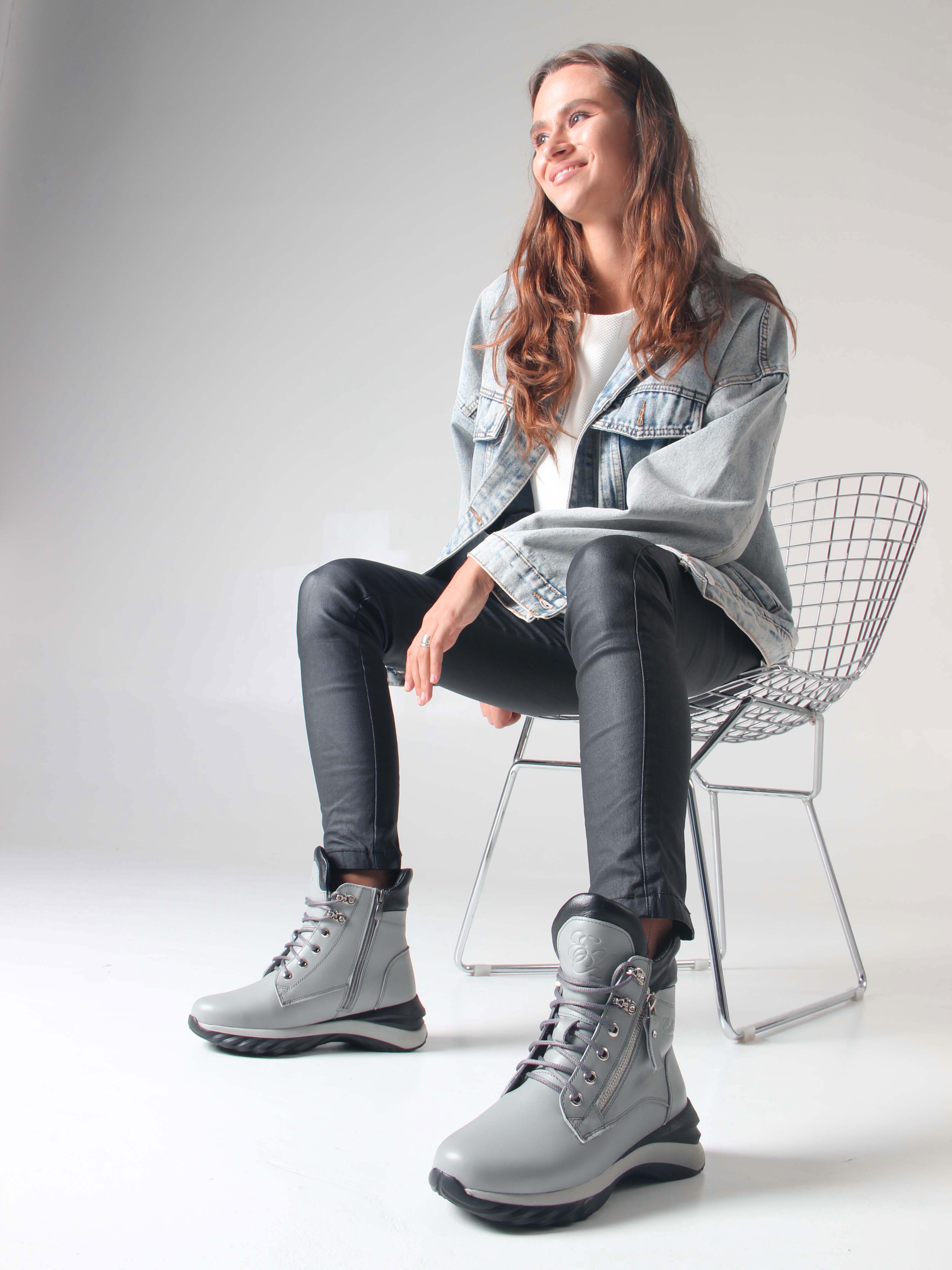 картинка Ботинки ED'ART 261.uno2'bl. серый черный от интернет магазина