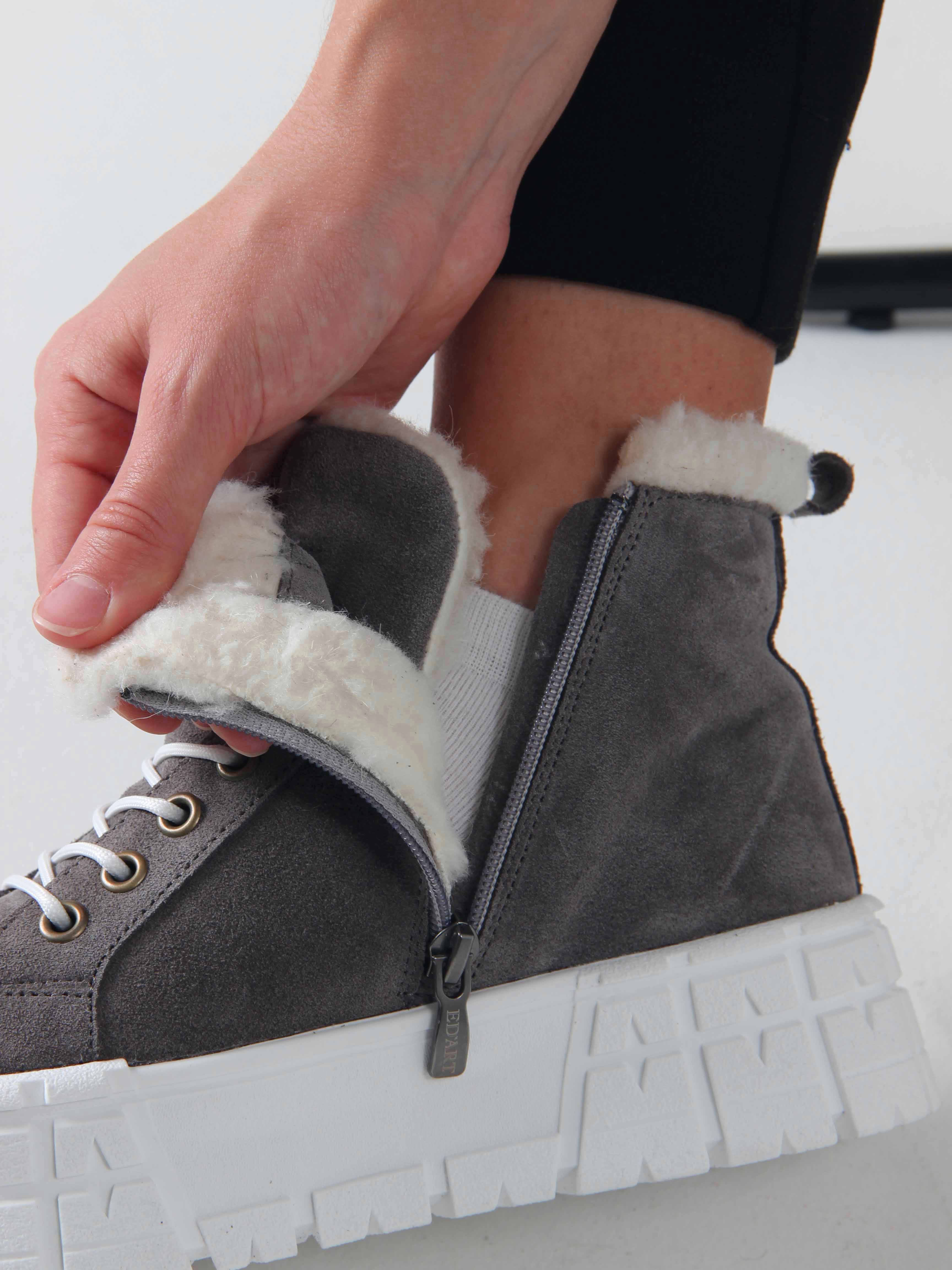 картинка Ботинки ED'ART 243.212131'w. серый замок замша от интернет магазина