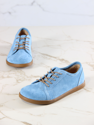 Кеды босоногие замшевые голубые