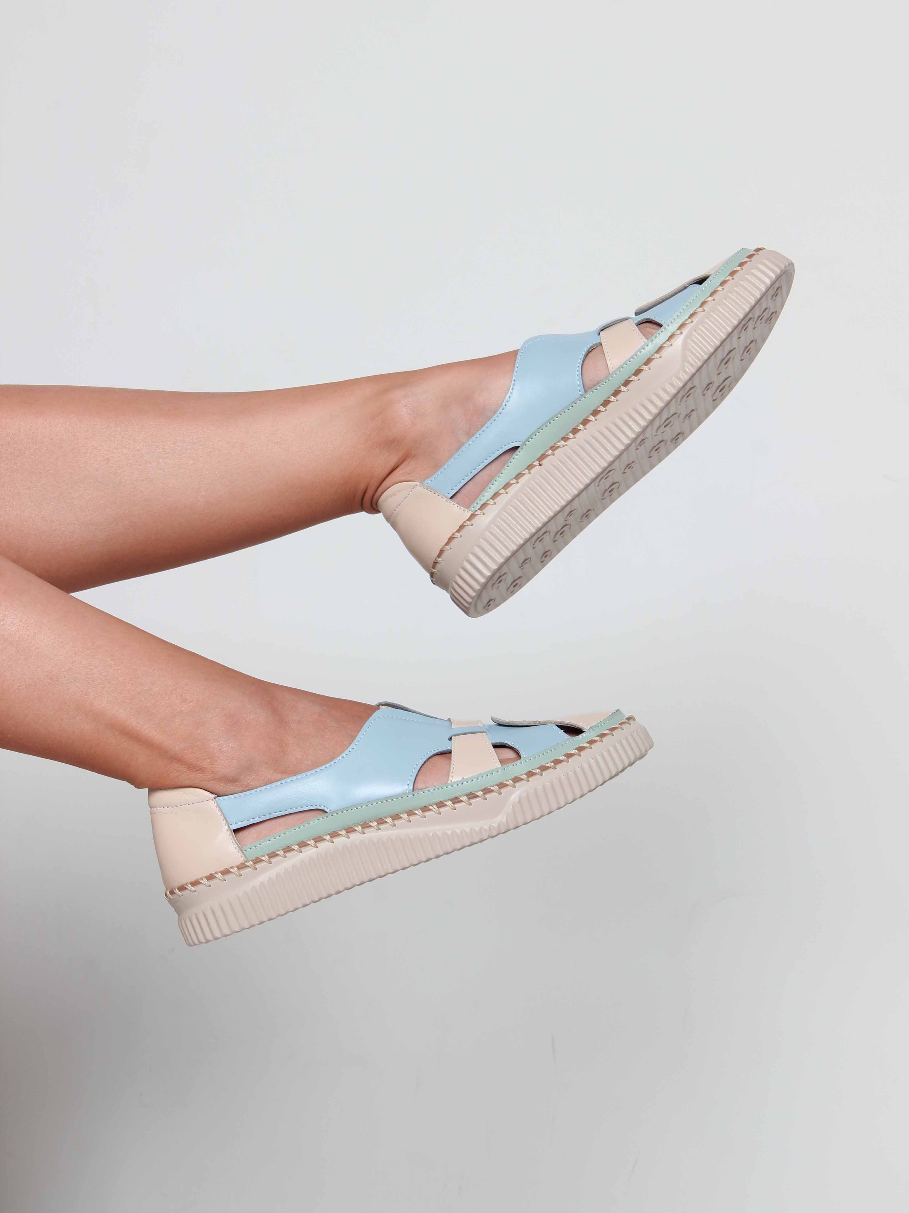 картинка Слипоны ED'ART 116.2500'be. Голубой бежевый от интернет магазина