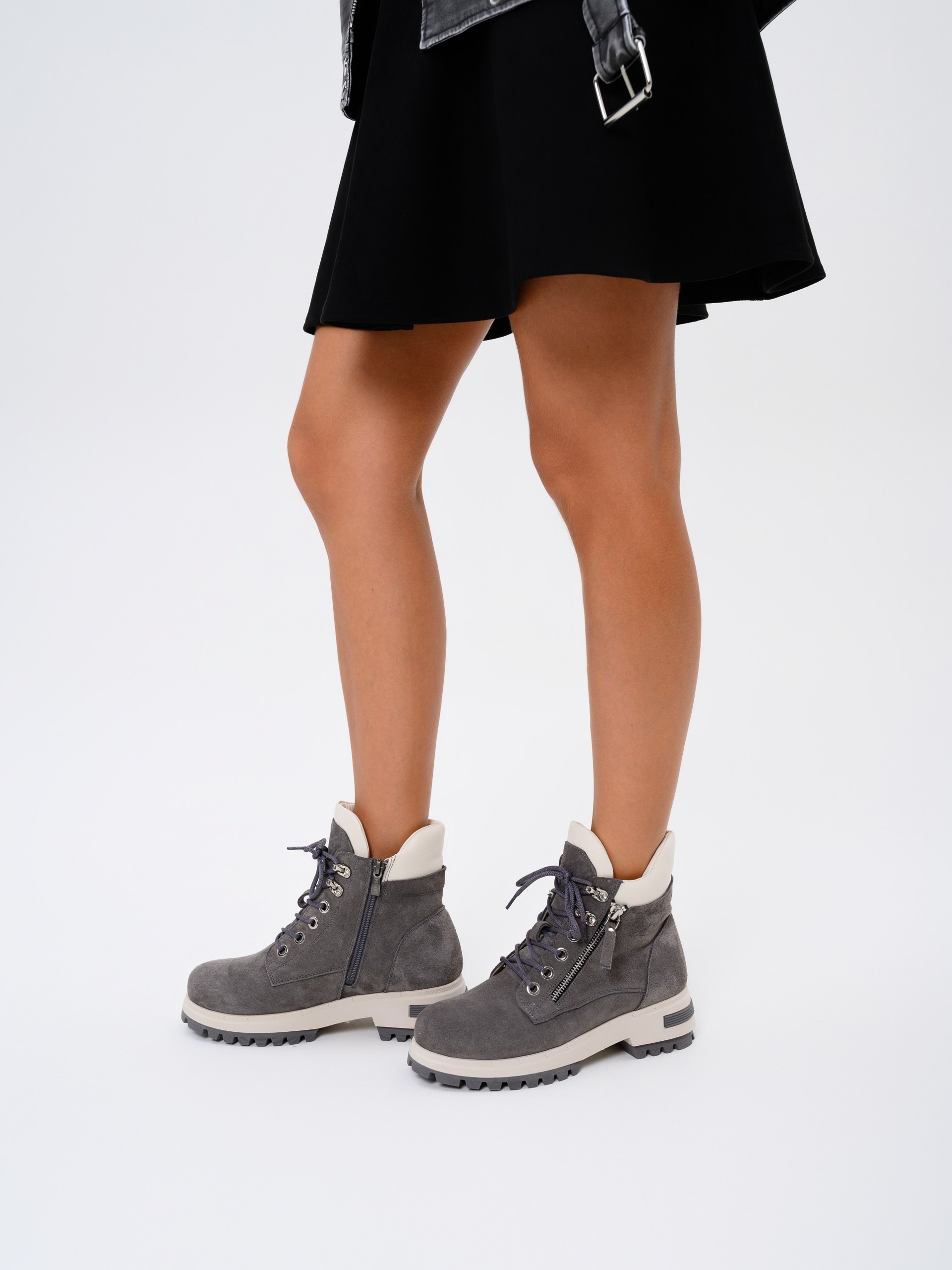 картинка Ботинки ED'ART 261.uno9'gr. Серый замок замша+бежевый от интернет магазина