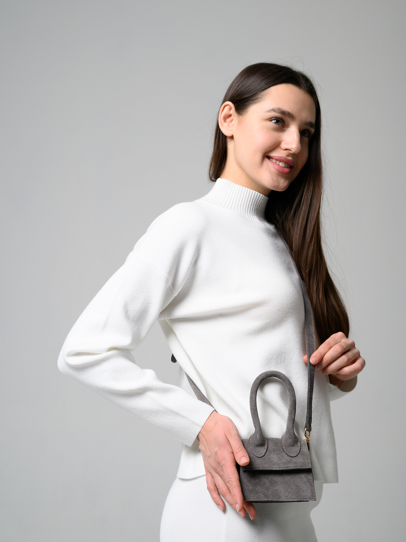 картинка Сумка ED`ART  J 01.серый замок замша от интернет магазина