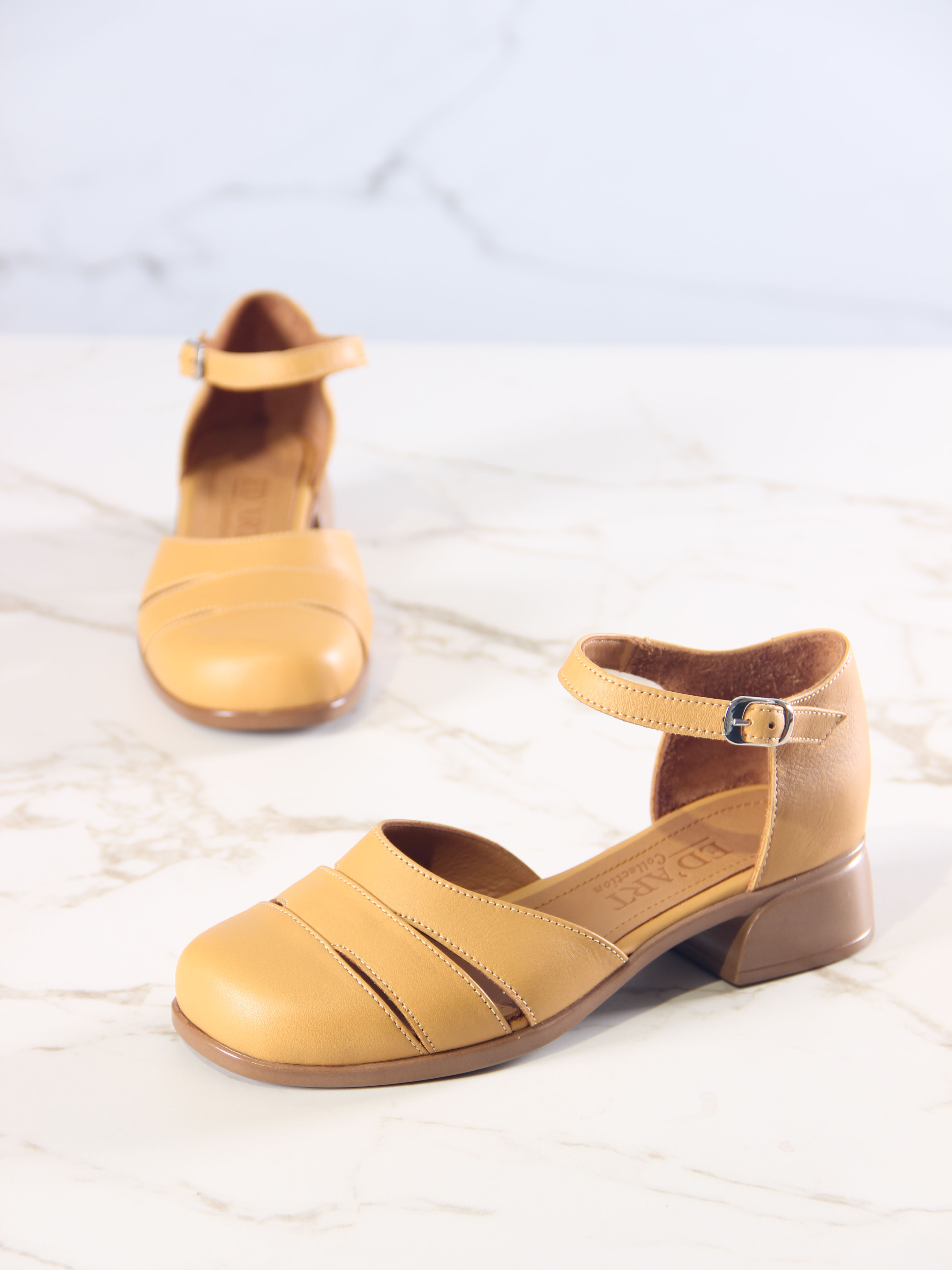 картинка Босоножки ED'ART 3032.25294'br. Лион тыква+коричневый от интернет магазина