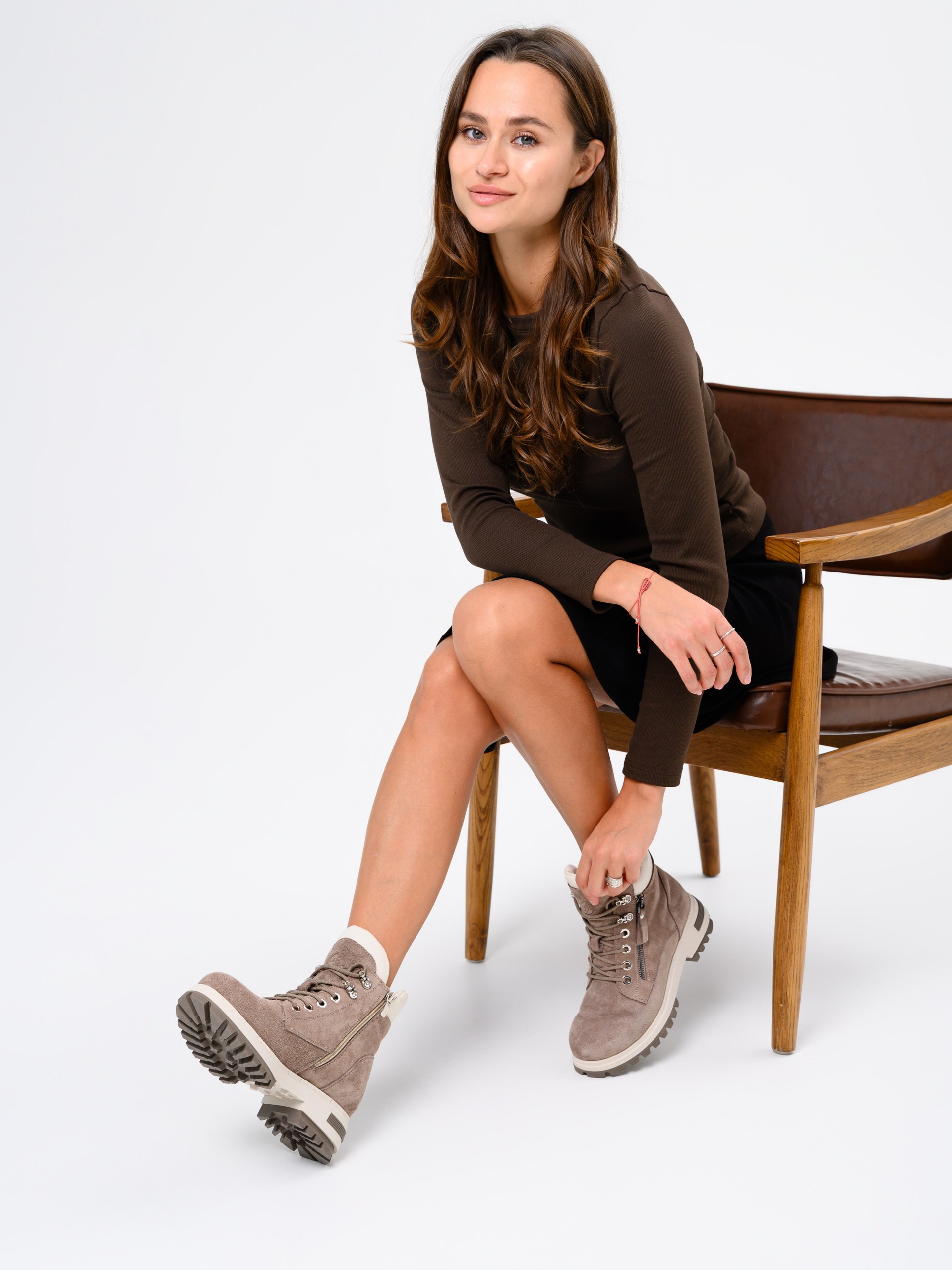 картинка Ботинки ED'ART 261.uno9'br. Капучино замша+бежевый от интернет магазина