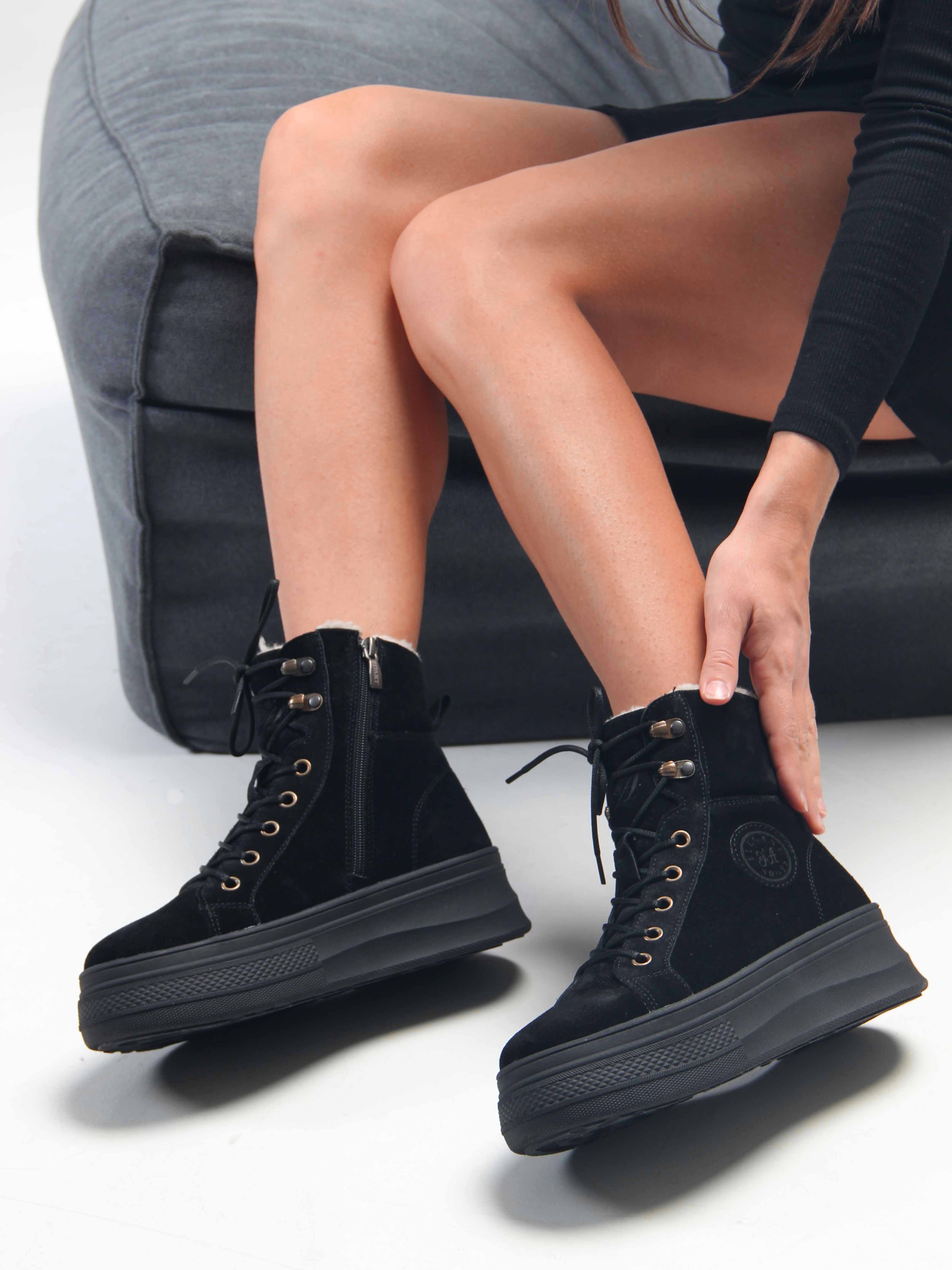 картинка Ботинки ED'ART 219.warm'bl. черный замша от интернет магазина