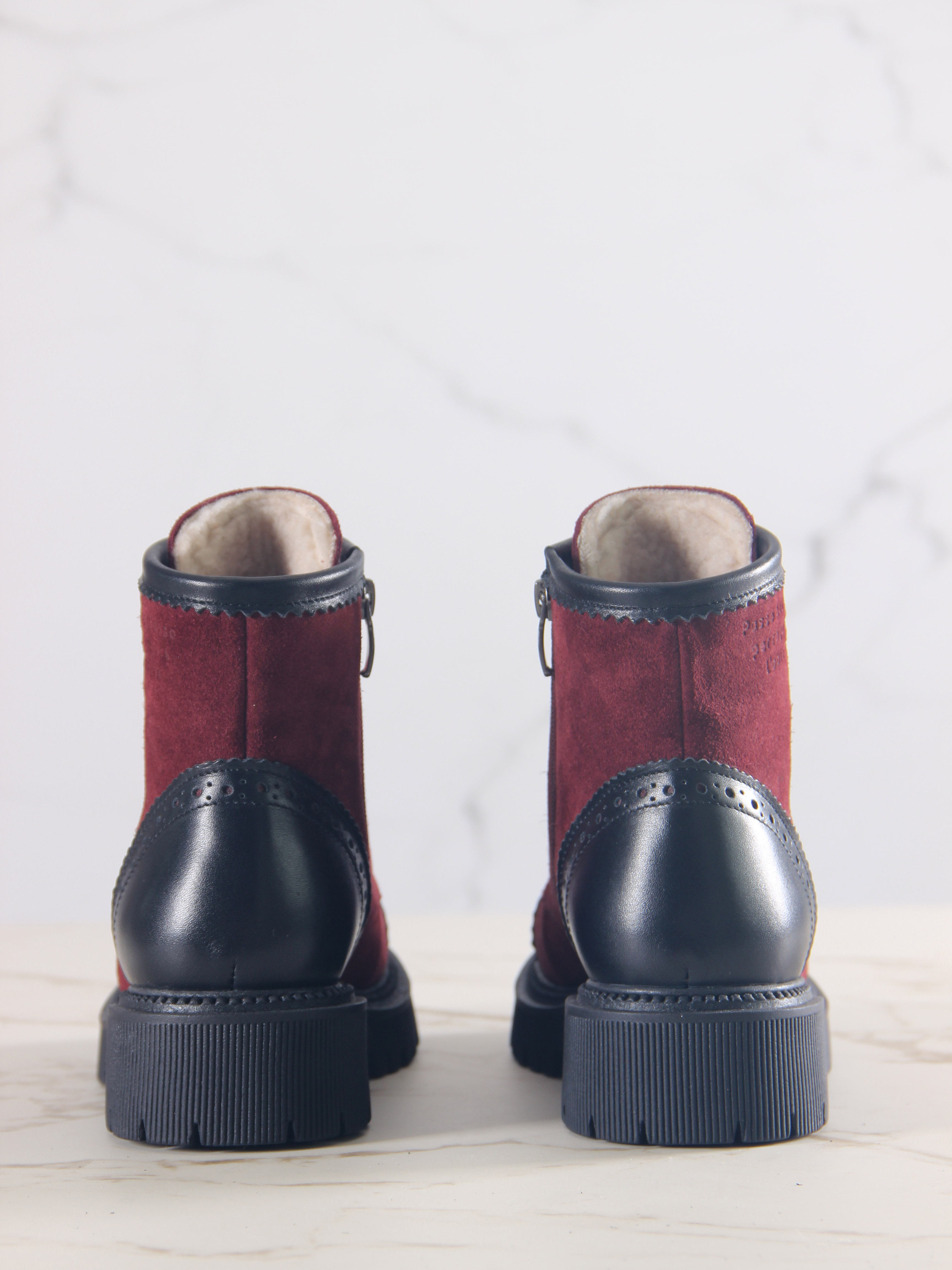 картинка Ботинки ED'ART 319.taskana'bl. Бордо замша+черный от интернет магазина