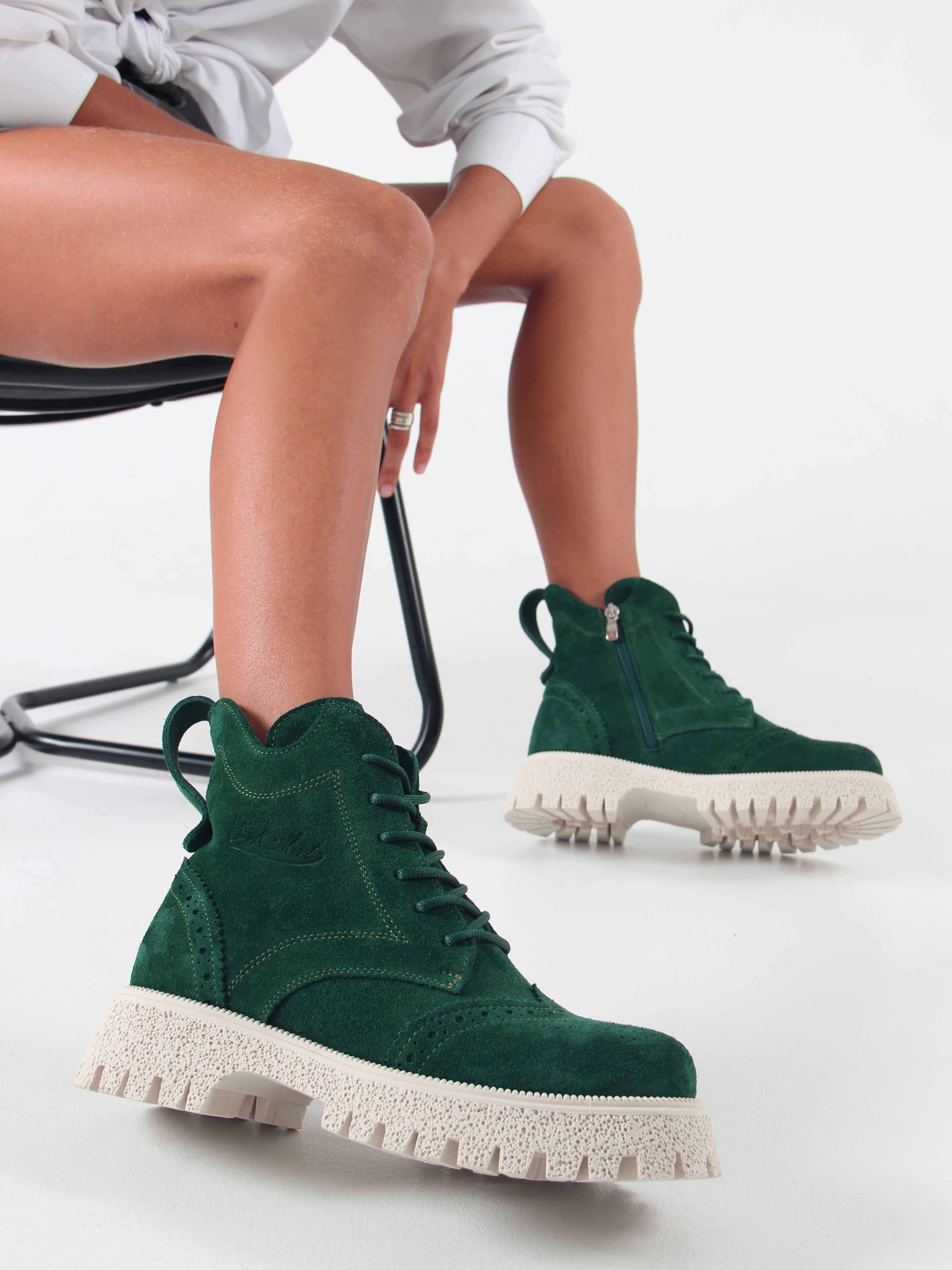 картинка Ботинки ED'ART 338.1541'be. Зеленый замша от интернет магазина