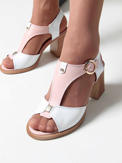 картинка Босоножки ED'ART 6001.23653'be. Белый розовый от интернет магазина