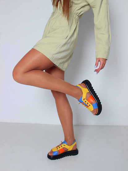 картинка Босоножки ED'ART 2029.2525'bl. Желтый синий оранжевый от интернет магазина