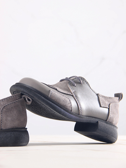 картинка Полуботинки туфли ED'ART 205.патриция'bl. Серый замок замша+серый игуана от интернет магазина