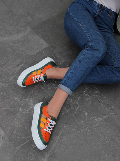 картинка Кроссовки ED'ART 165.P.Lusi23.'w.Оранжевый-зеленый от интернет магазина