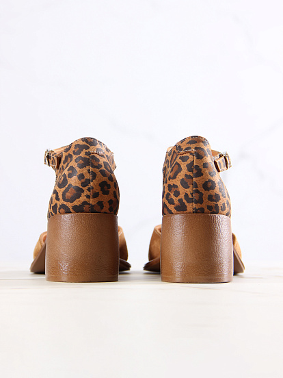 картинка Босоножки ED'ART 5033.23663'bе.Светло-коричневая замша+корич леопард замша от интернет магазина