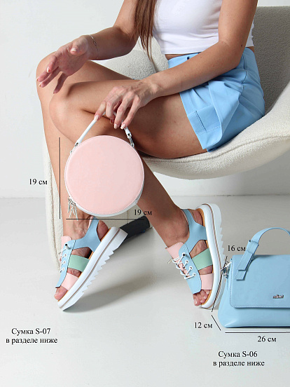 картинка Босоножки ED'ART 2029.2525'w. Голубой розовый мята от интернет магазина